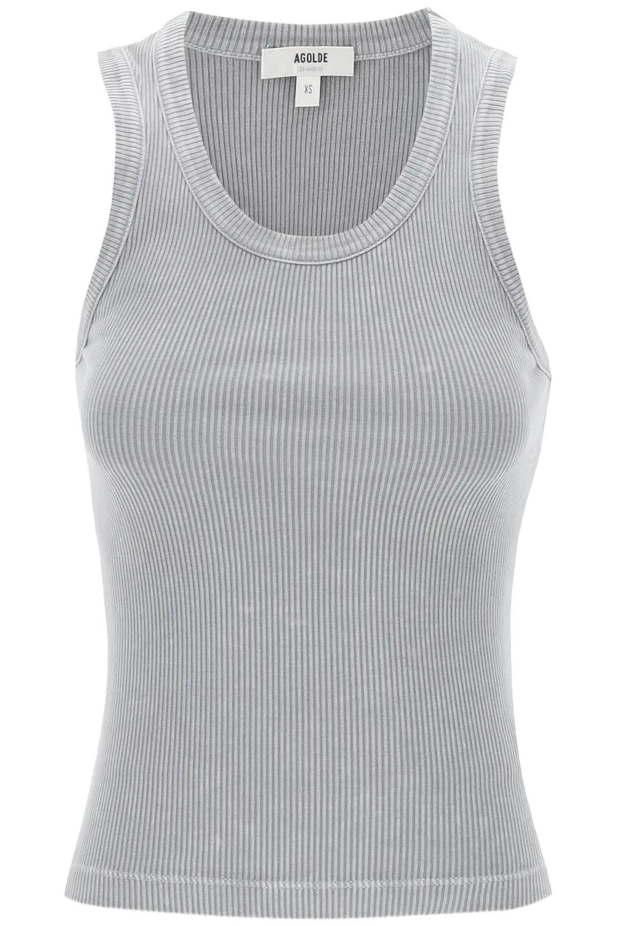 image of Agolde O1S22I1N0324 "ribbed Poppy Sleeveless Top In Grey, Women's (Size XS)