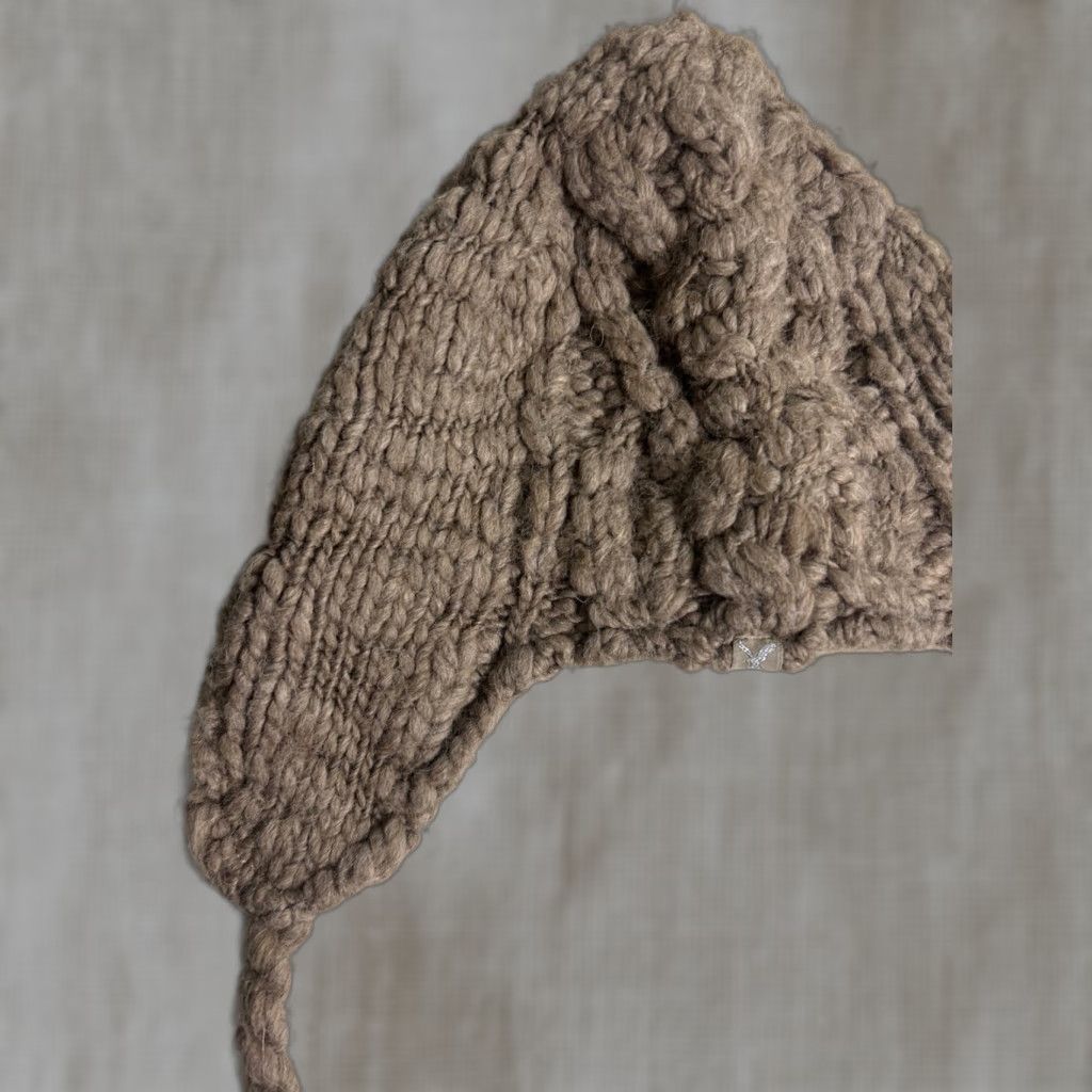 American Eagle Outfitters American Eagle Womens Beanie Wool Blend Knit Tassels Snow Brown One Size Size ONE SIZE - 1 Thumbnail