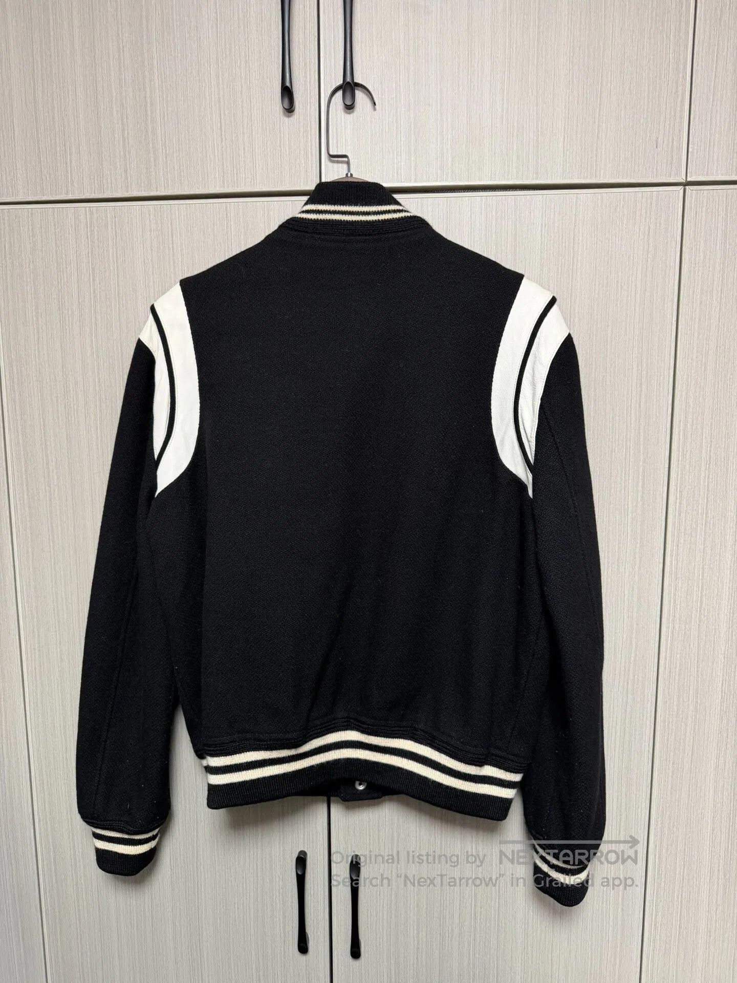 Yves Saint Laurent YSL Black Leather Patchwork Baseball Jacket. Size US M / EU 48-50 / 2 - 2 Thumbnail