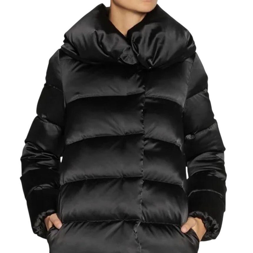 Diane von Furstenberg DVF Goose Down Black Satin Zona Puffer Zip Hood Coat Size P Size XS / US 0-2 / IT 36-38 - 12 Thumbnail