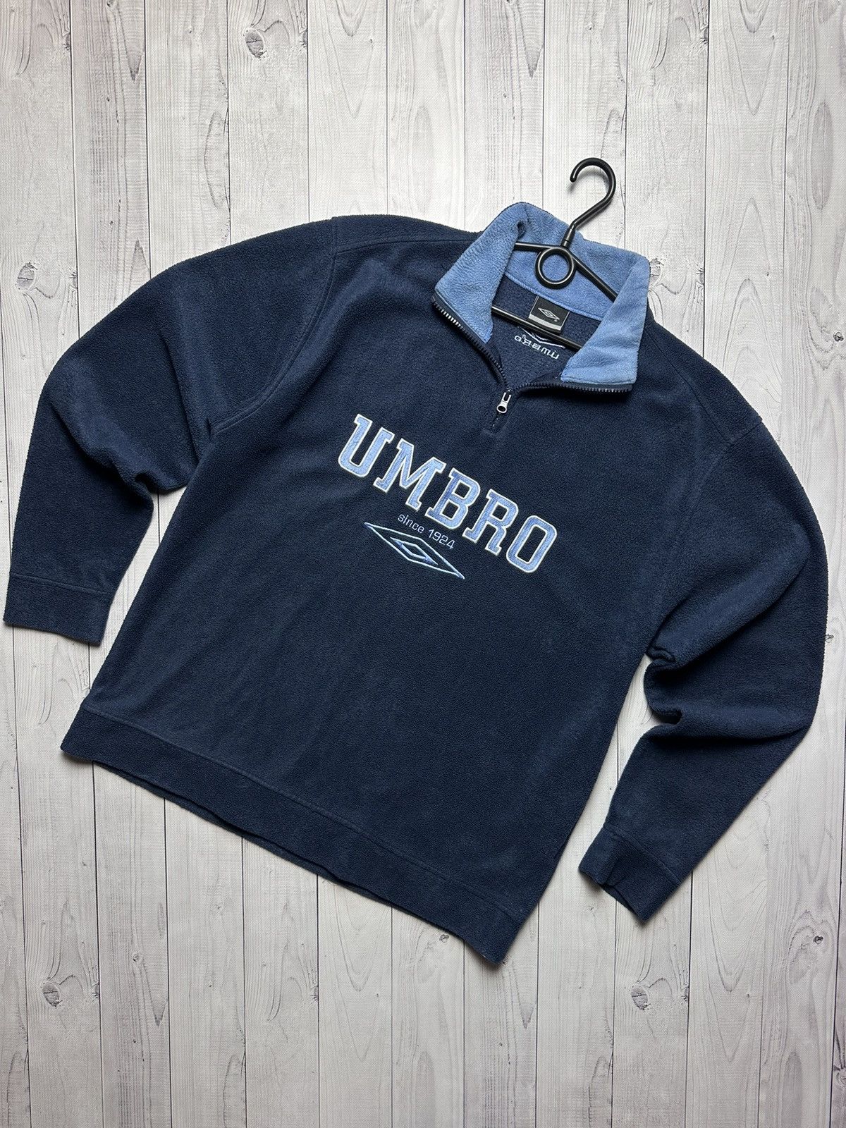 Vintage Umbro navy fleece jacket big logo size L