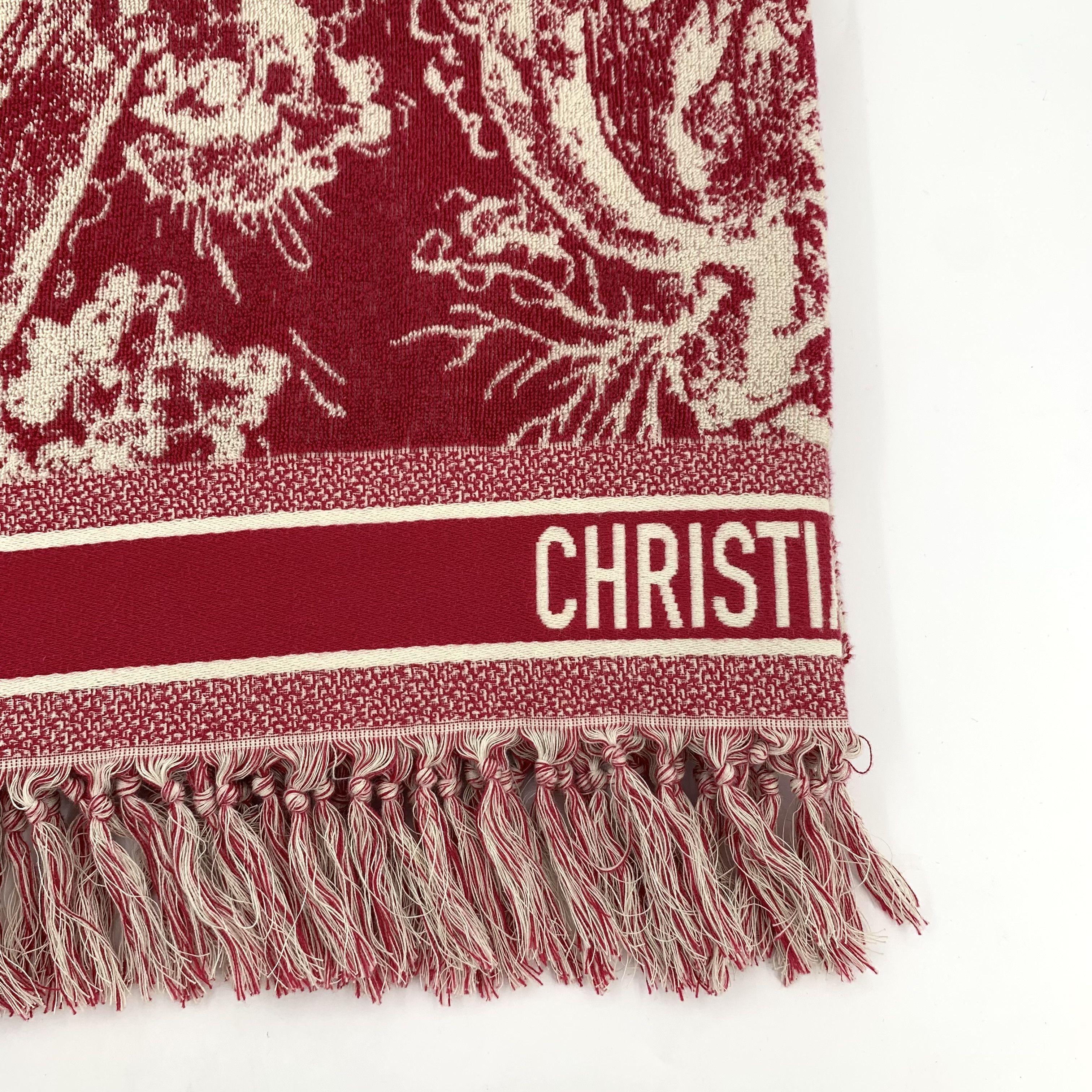 Dior Christian Dior Cotton Zoo-Print Fringe Scarf (175×95cm) Size ONE SIZE - 6 Thumbnail