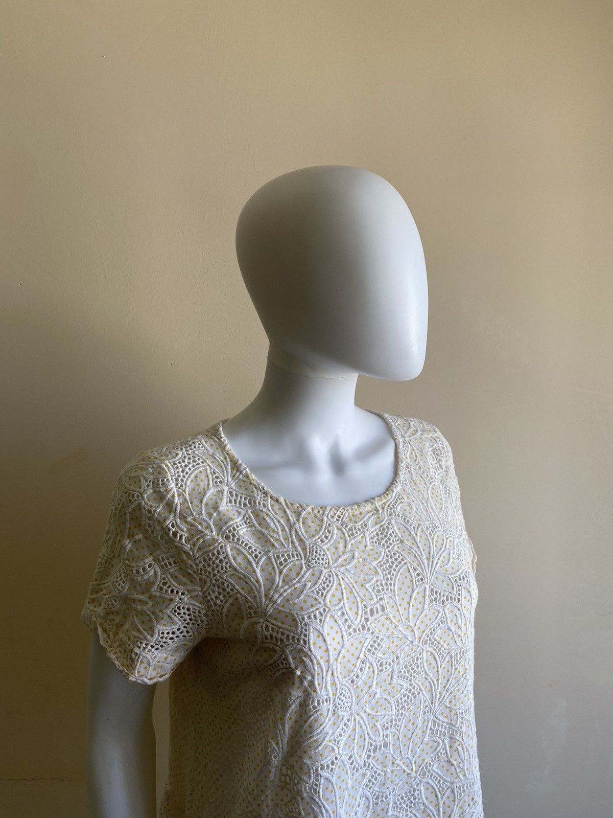 Sezane Sezane Embroidered Floral Ivory Polka Dot Mini Dress Size XS / US 0-2 / IT 36-38 - 3 Thumbnail