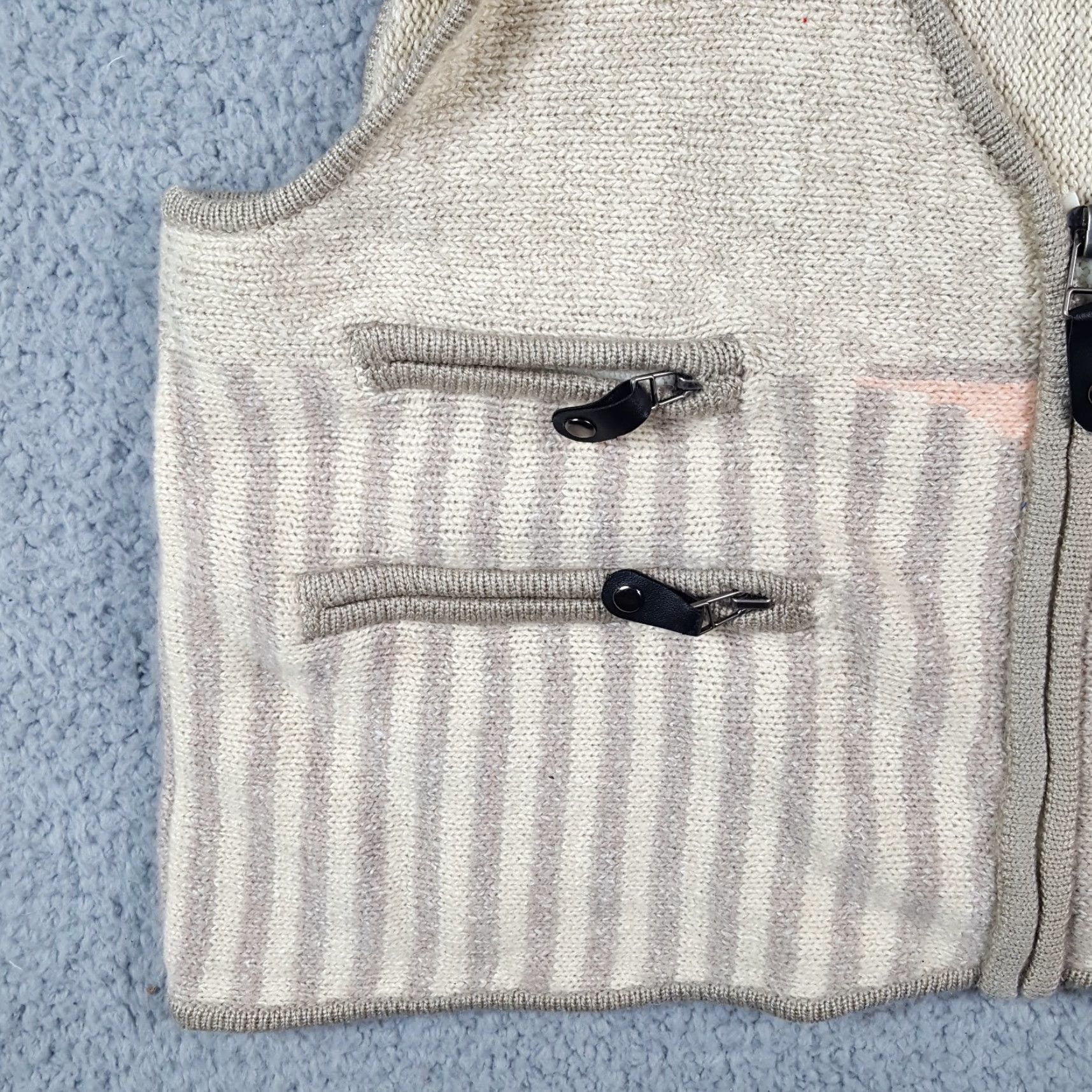 Etro VINTAGE Jamie Sadock Y2K Retro Preppy Knit Cardigan Sweater Vest Women's Large Sleeveless Zip Up Beige 00s Casual Size L / US 10 / IT 46 - 4 Thumbnail