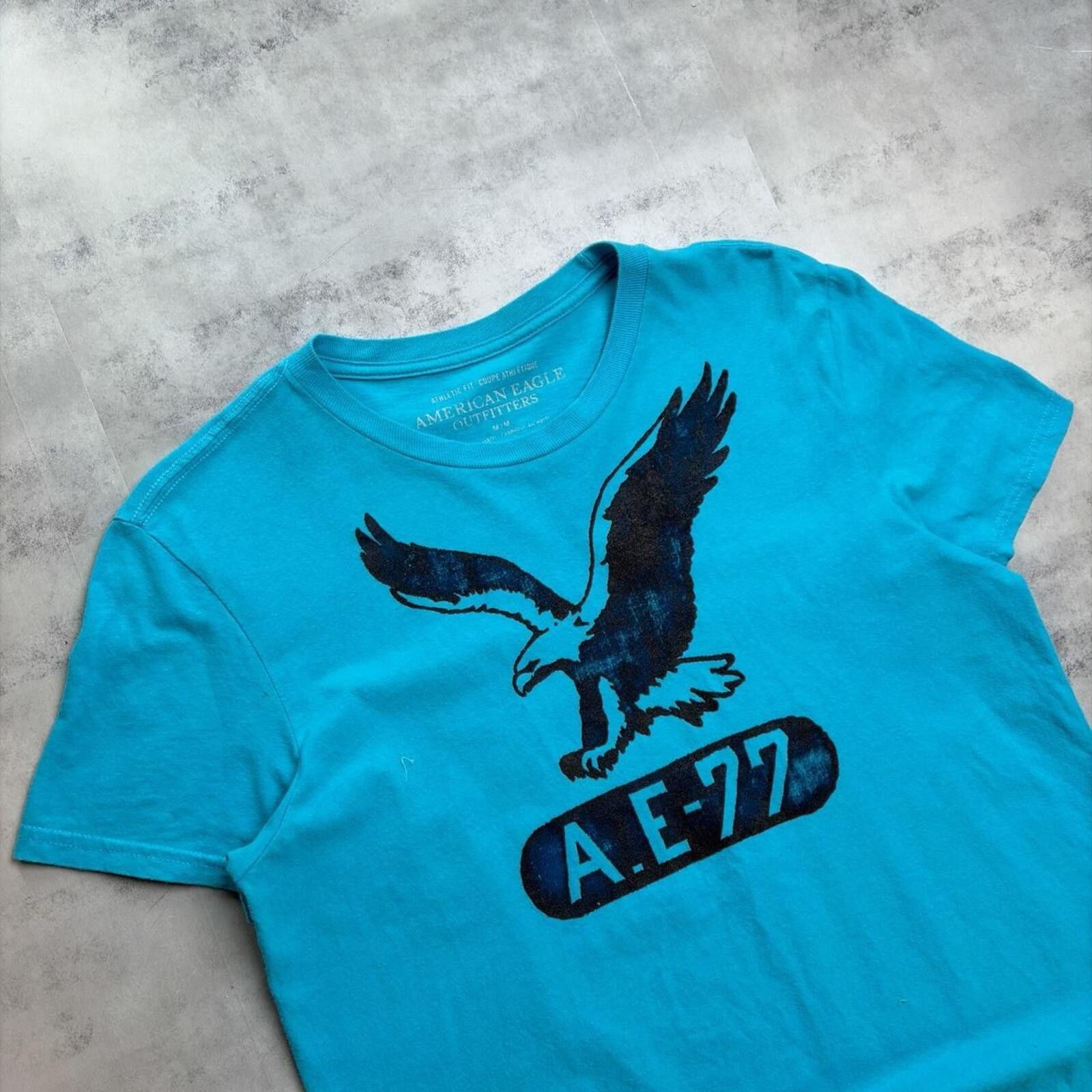 American Eagle Outfitters Y2K Teal American Eagle Grunge Gothic Skater T-Shirt Size US M / EU 48-50 / 2 - 5 Thumbnail