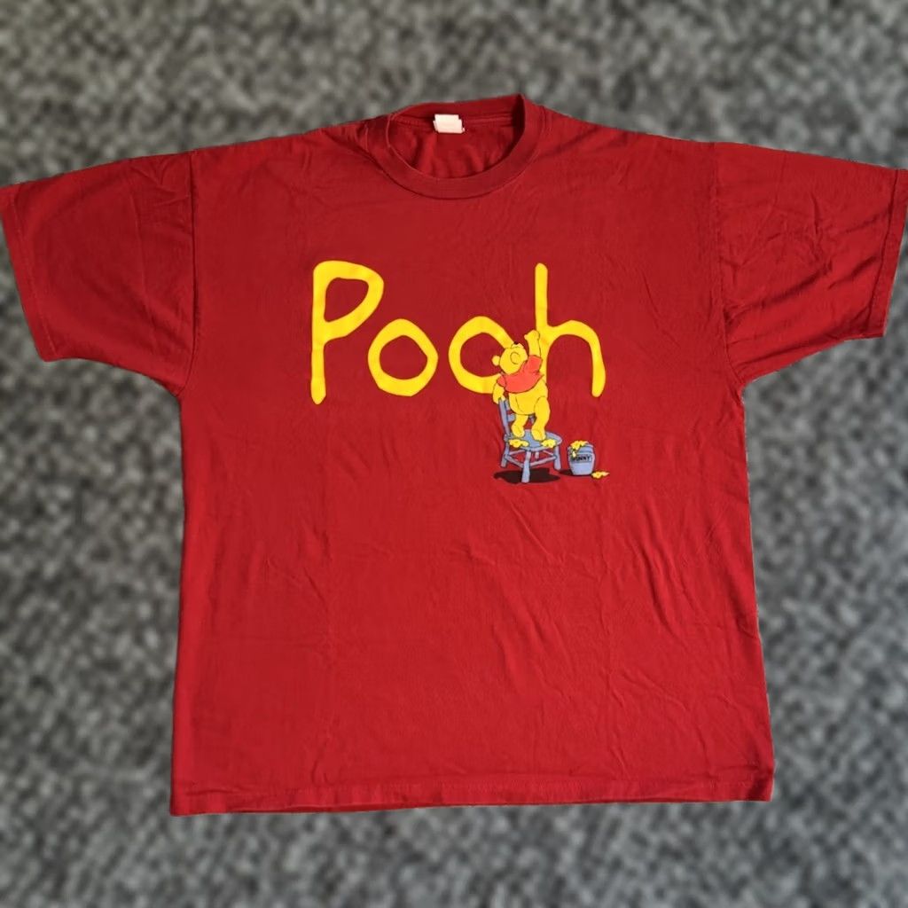 Disney VINTAGE Disney POOH Jar Of Honey T Shirt XL Red Made In USA 90s Cartoon Mens Size US XL / EU 56 / 4 - 1 Thumbnail