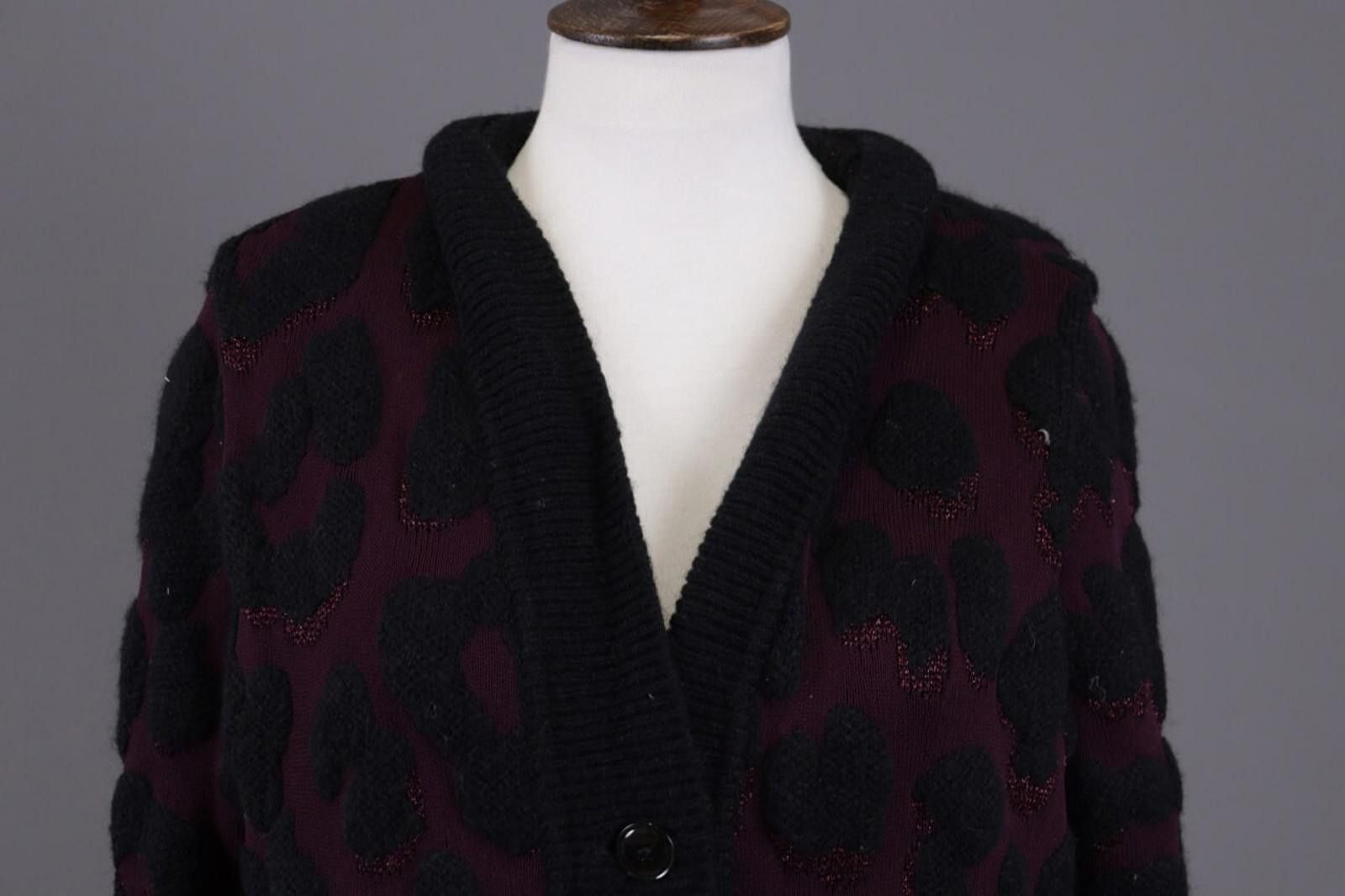 Designer Marc Cain Purple Alpaca Wool Animals Cardigan Sweater Size 3 Size M / US 6-8 / IT 42-44 - 3 Thumbnail