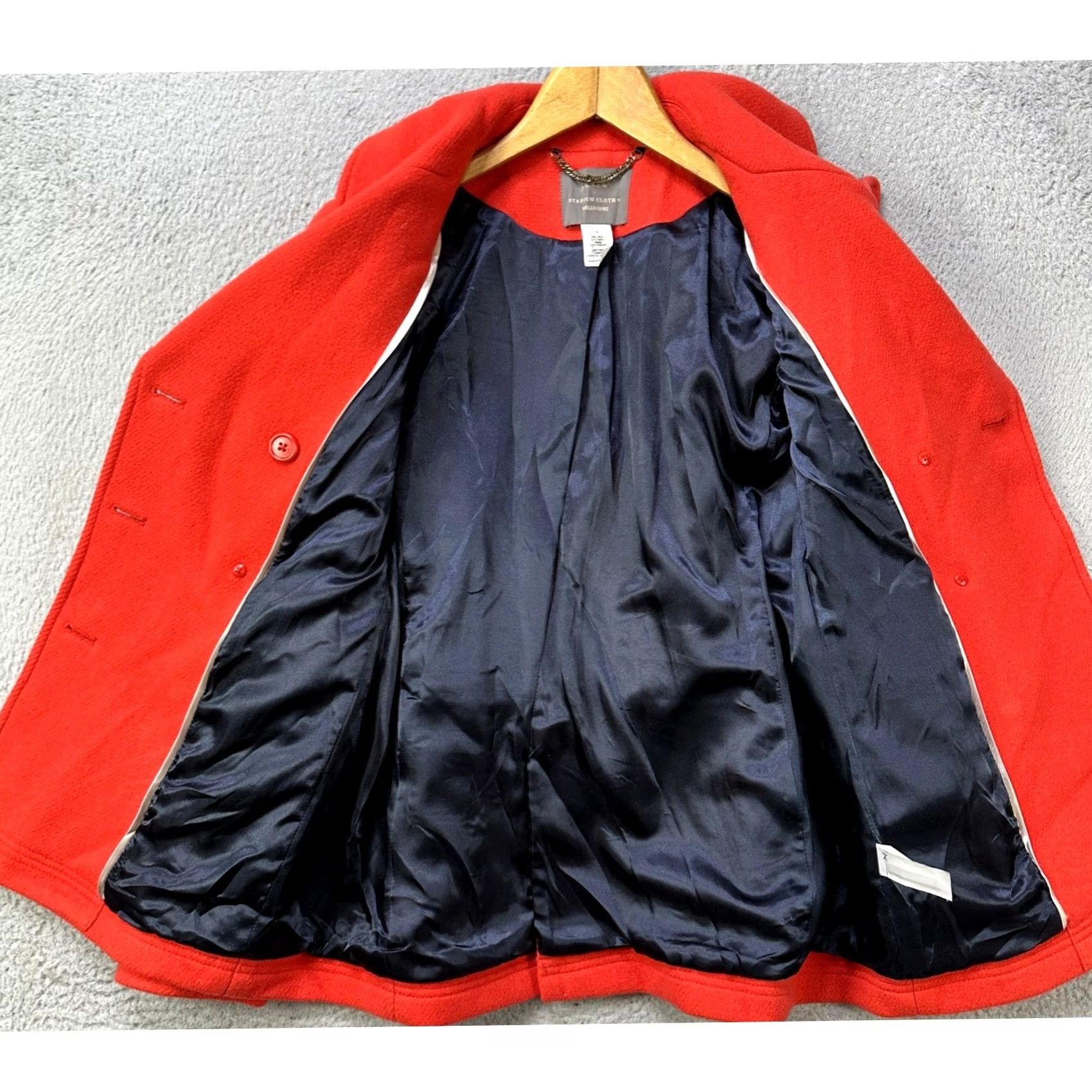 J.Crew J. Crew Stadium Cloth Pea Coat Womens Red Wool Blend Button Pocket Long Sleeve Short Coat Size S / US 4 / IT 40 - 4 Thumbnail