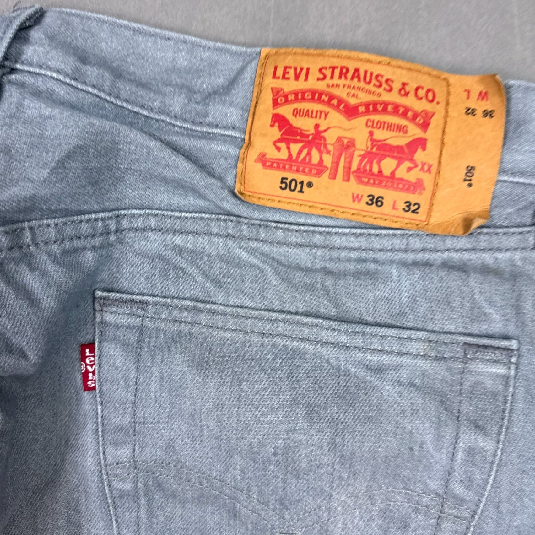 Levi's Levi's 501 Jeans Men 36x30 Gray Button Fly Pant Distressed Workwear Vintage No Size US 36 / EU 52 - 6 Thumbnail