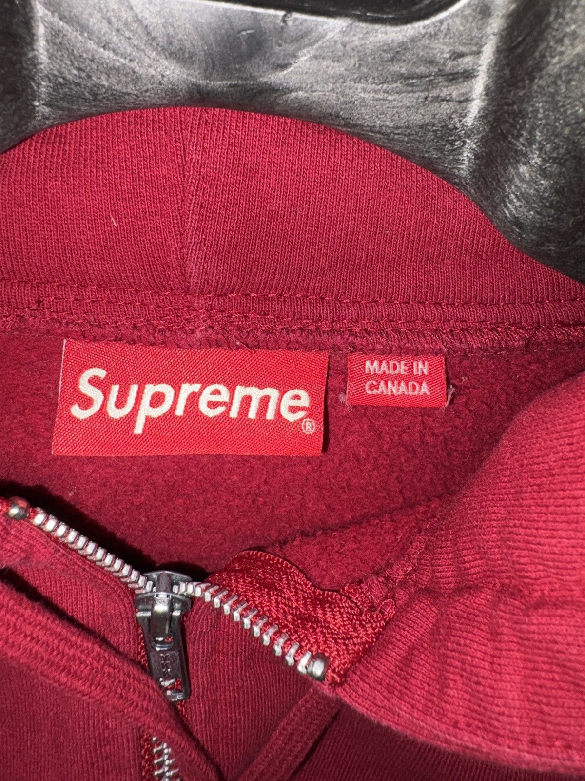 Supreme Supreme small box zip hoodie red burgundy Size US M / EU 48-50 / 2 - 3 Thumbnail
