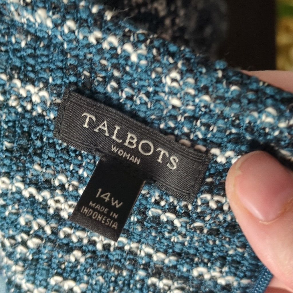 Talbots Talbot's Teal Tweed And Faux Leather Collar Dress Size 14W Size XL / US 12-14 / IT 48-50 - 9 Thumbnail