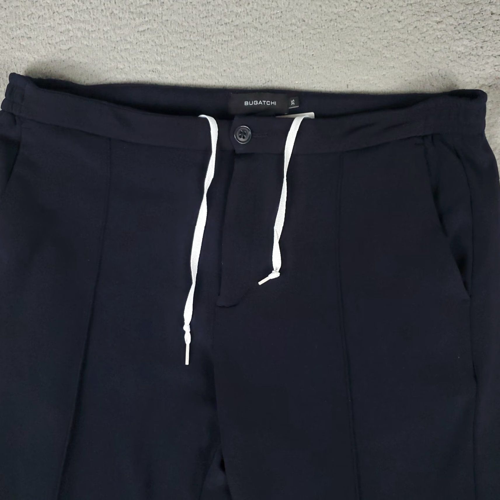 BUGATCHI BUGATCHI Pants Mens 35x29 Navy Blue Stretch Slash Pocket Tapered Chino Jogger Size US 35 - 2 Thumbnail