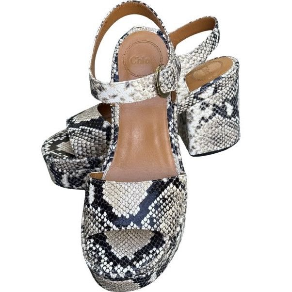 Chloe Chloe Snakeskin Odina Platform Sandals Size US 7 / IT 37 - 1 Thumbnail