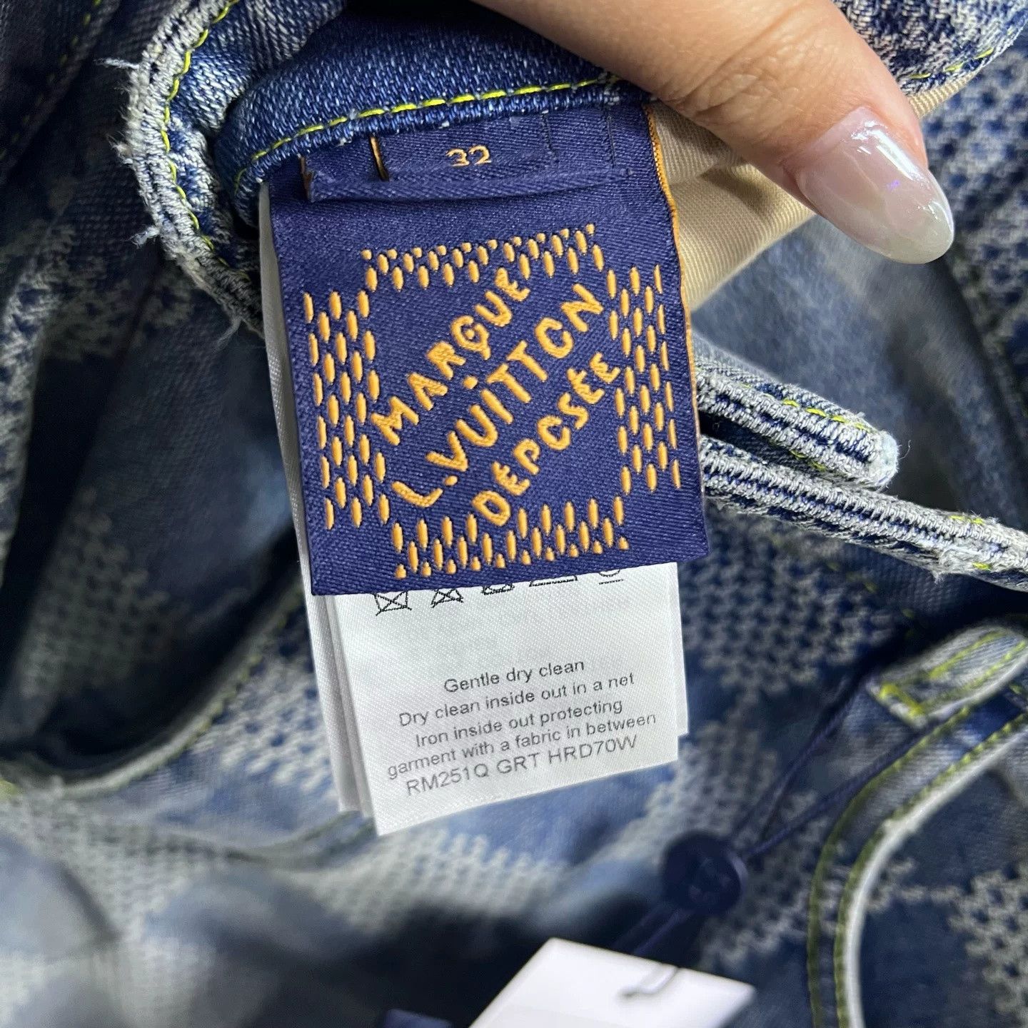 Louis Vuitton Louis Vuitton Blue Check Micro-Flare Jeans Size US 32 / EU 48 - 2 Thumbnail