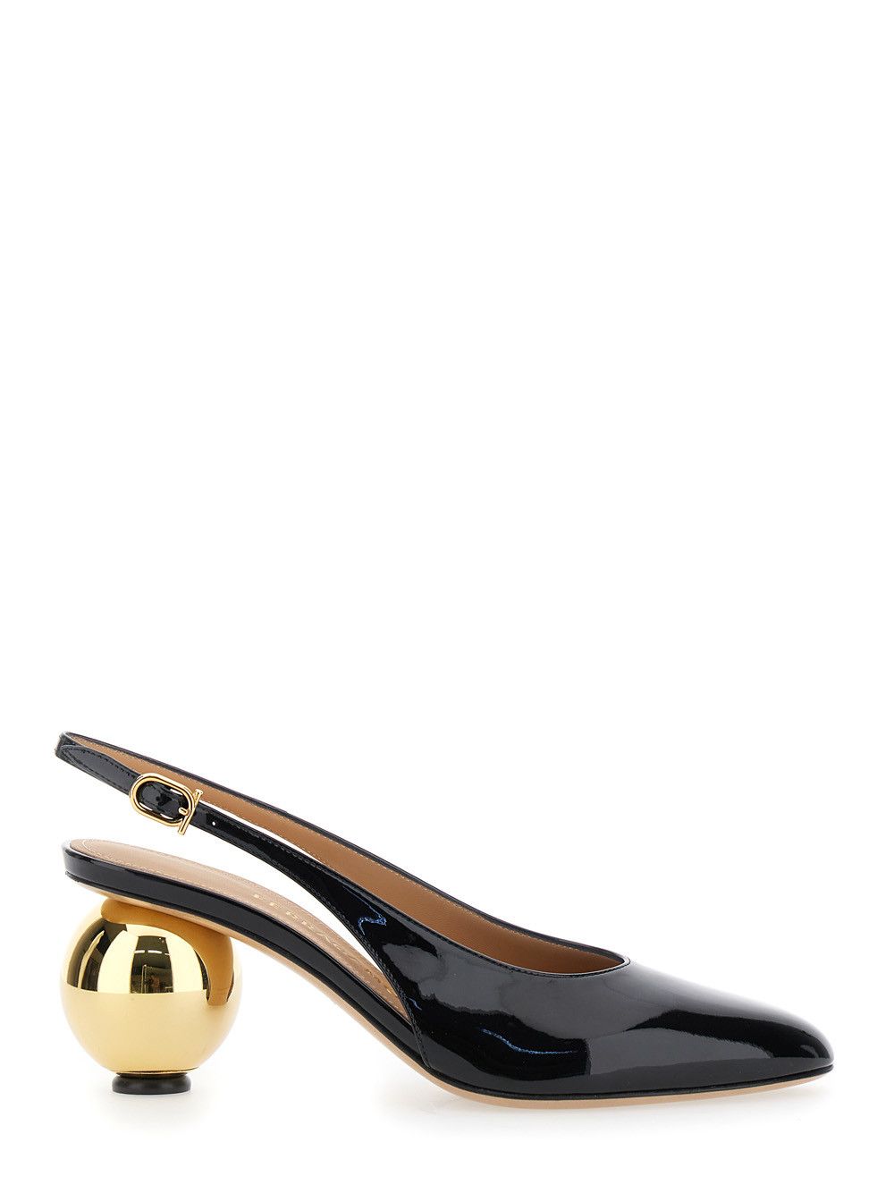 Salvatore Ferragamo 'Tessie' Black Slingback Pumps with Spherical Heel in Patent Leather Woman Size US 8 / IT 38 - 1 Thumbnail