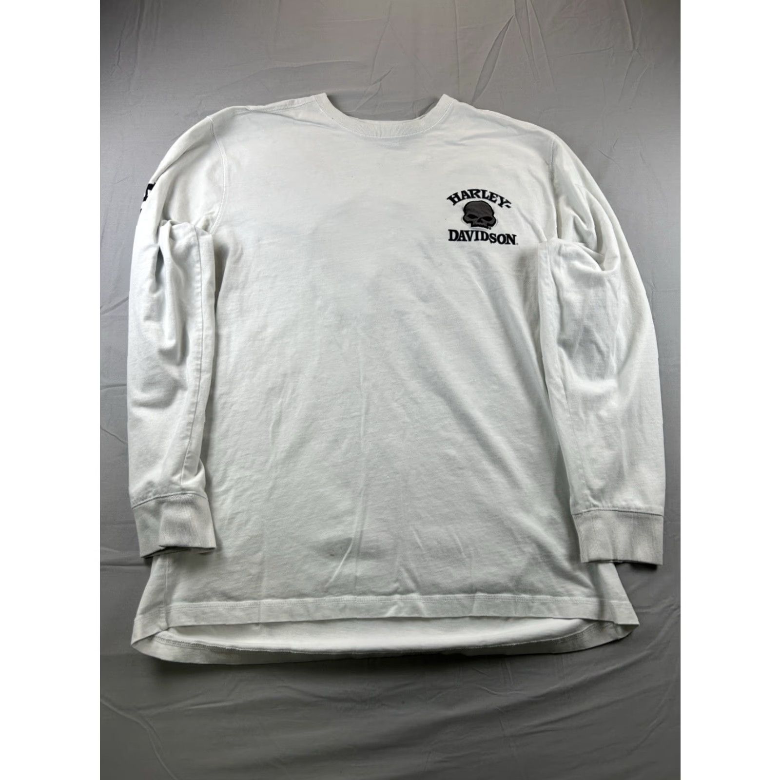 Harley Davidson Harley-Davidson Long Sleeve Shirt 2XL Men’s Skull White Sleeve Y2K Hit Size US XXL / EU 58 / 5 - 2 Thumbnail