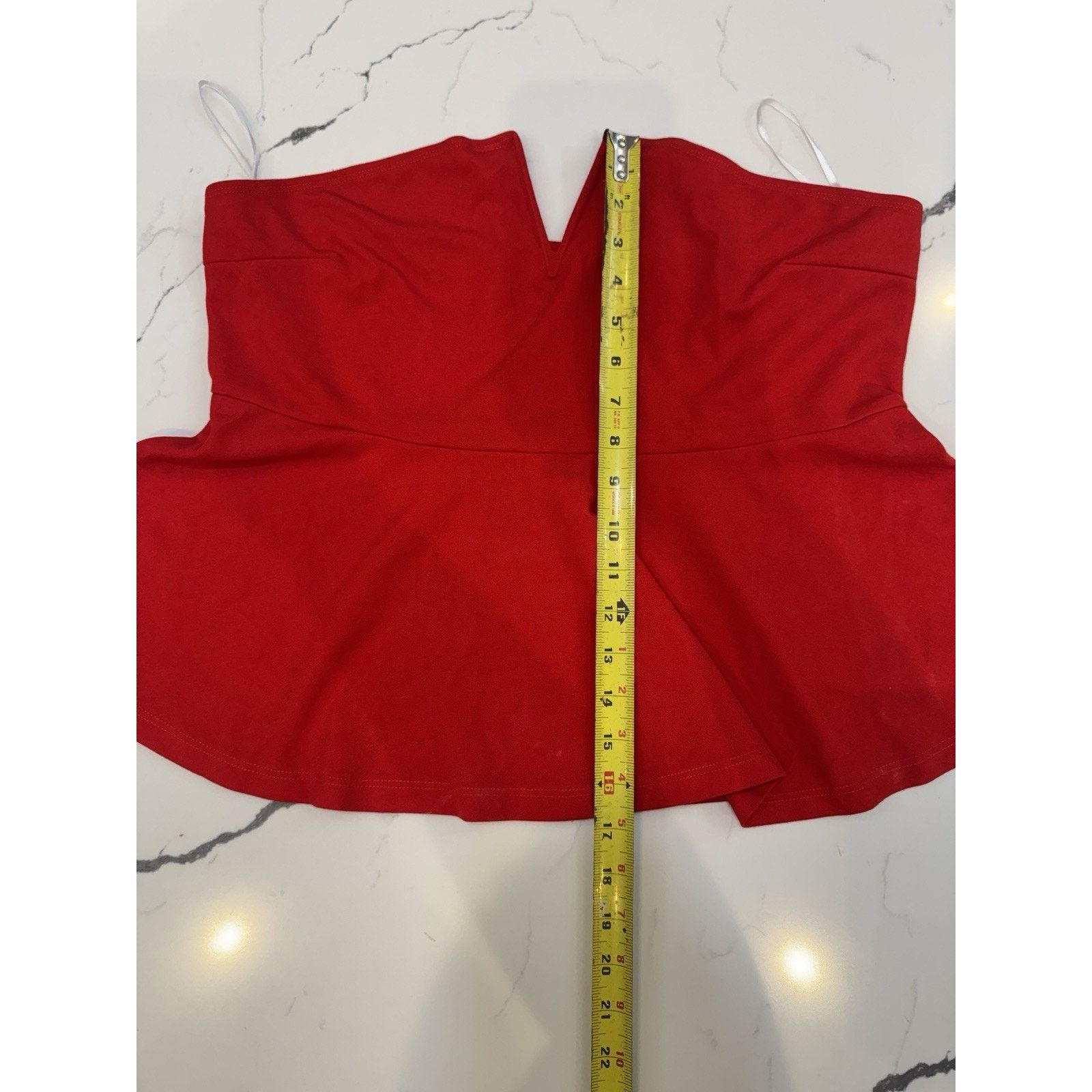 Other Red Strapless Peplum Top V Notch Sweetheart Bustier L Size L / US 10 / IT 46 - 3 Thumbnail