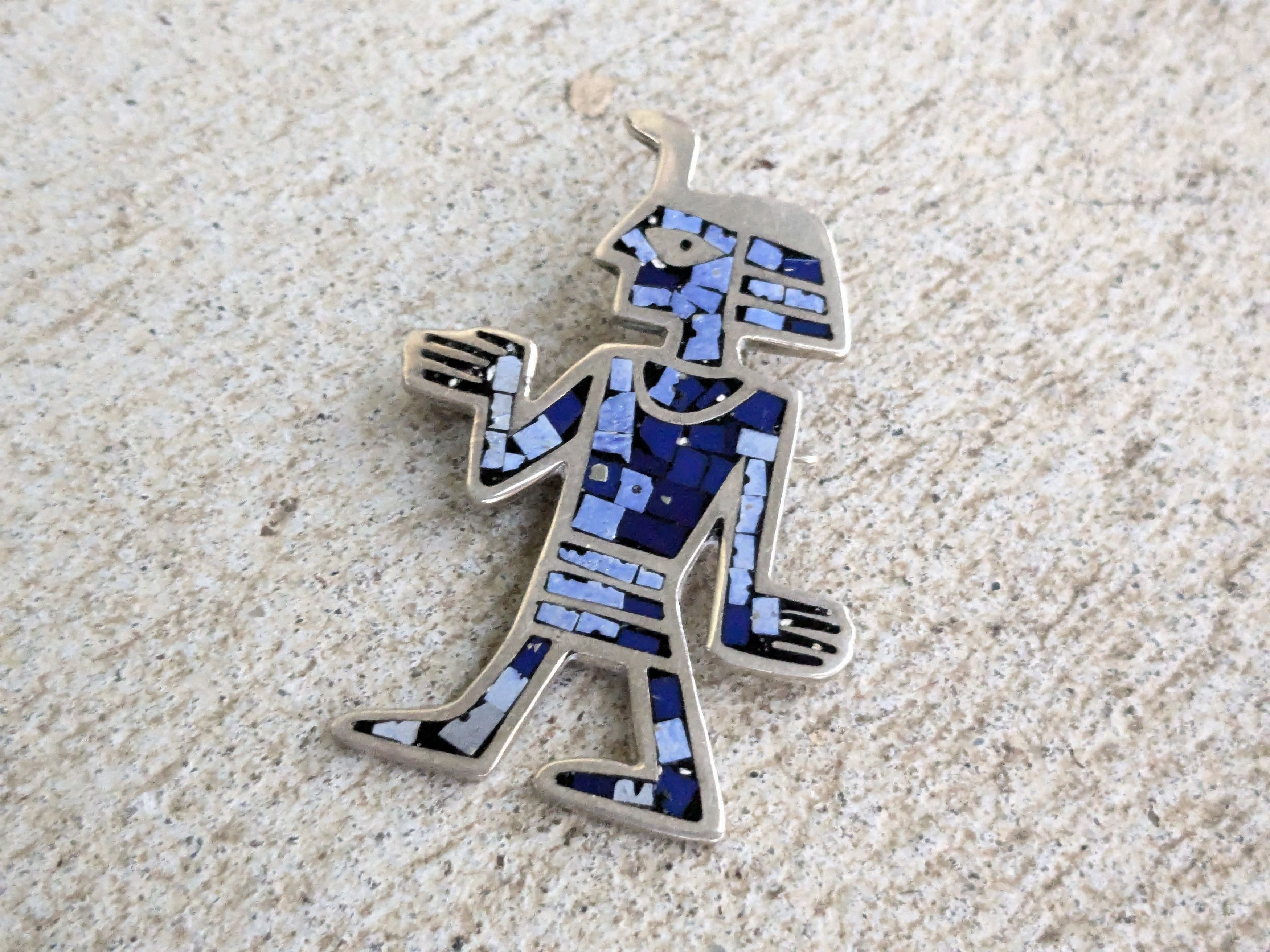 Jewelry Vintage Sterling Silver Pin Brooch Blue Taxco Mexico Size ONE SIZE - 2 Thumbnail