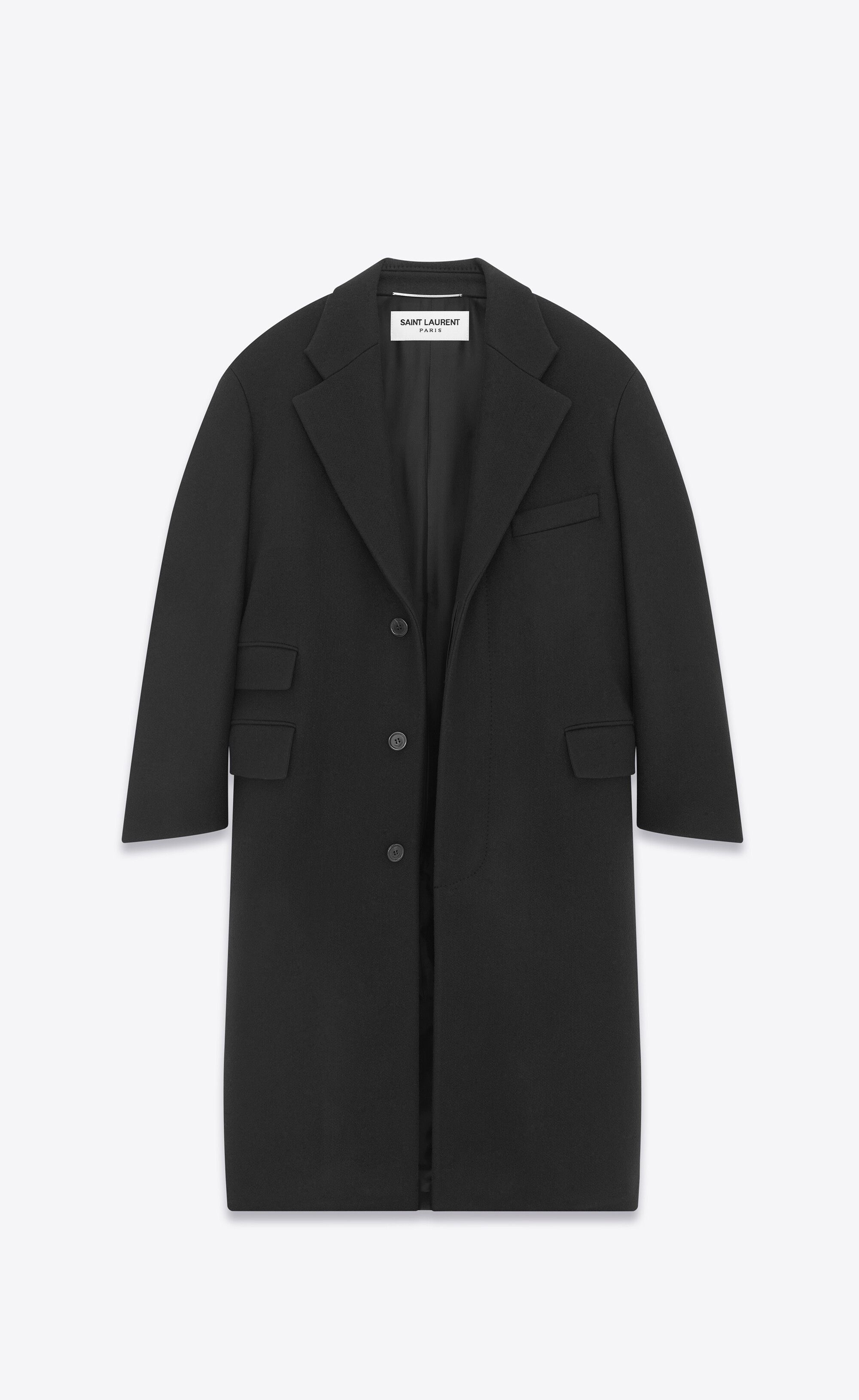 Saint Laurent Paris o1s1wg110225 756972 Oversized Coat in Wool in Black Size L / US 10 / IT 46 - 2 Thumbnail