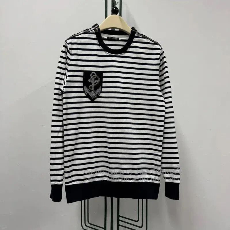 Balmain Balmain Striped Long Sleeve Cotton Sweatshirt . Size US S / EU 44-46 / 1 - 1 Thumbnail