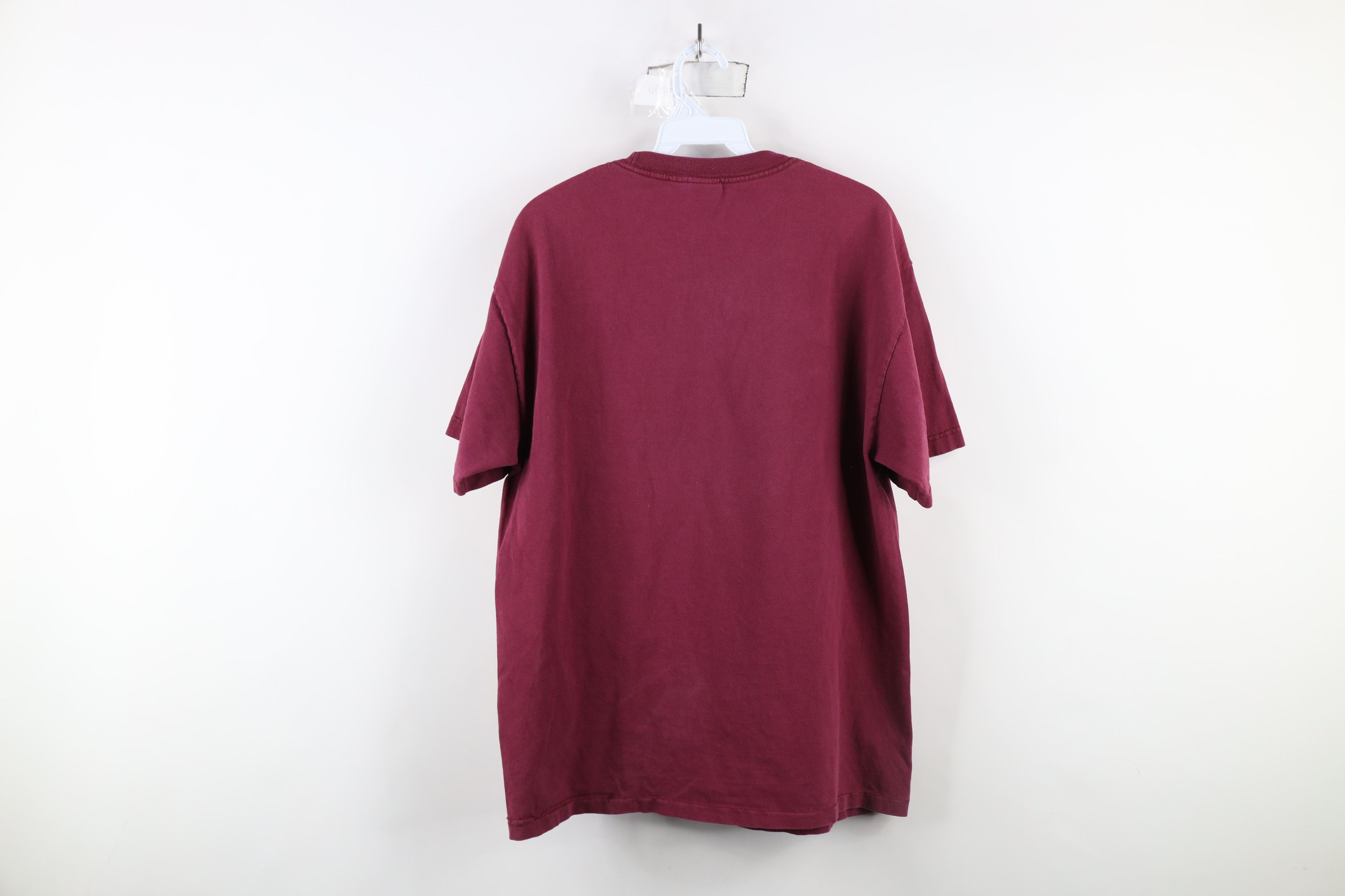 Vintage Vintage 90s Streetwear Faded Blank Cotton T-Shirt Maroon Size US L / EU 52-54 / 3 - 10 Thumbnail