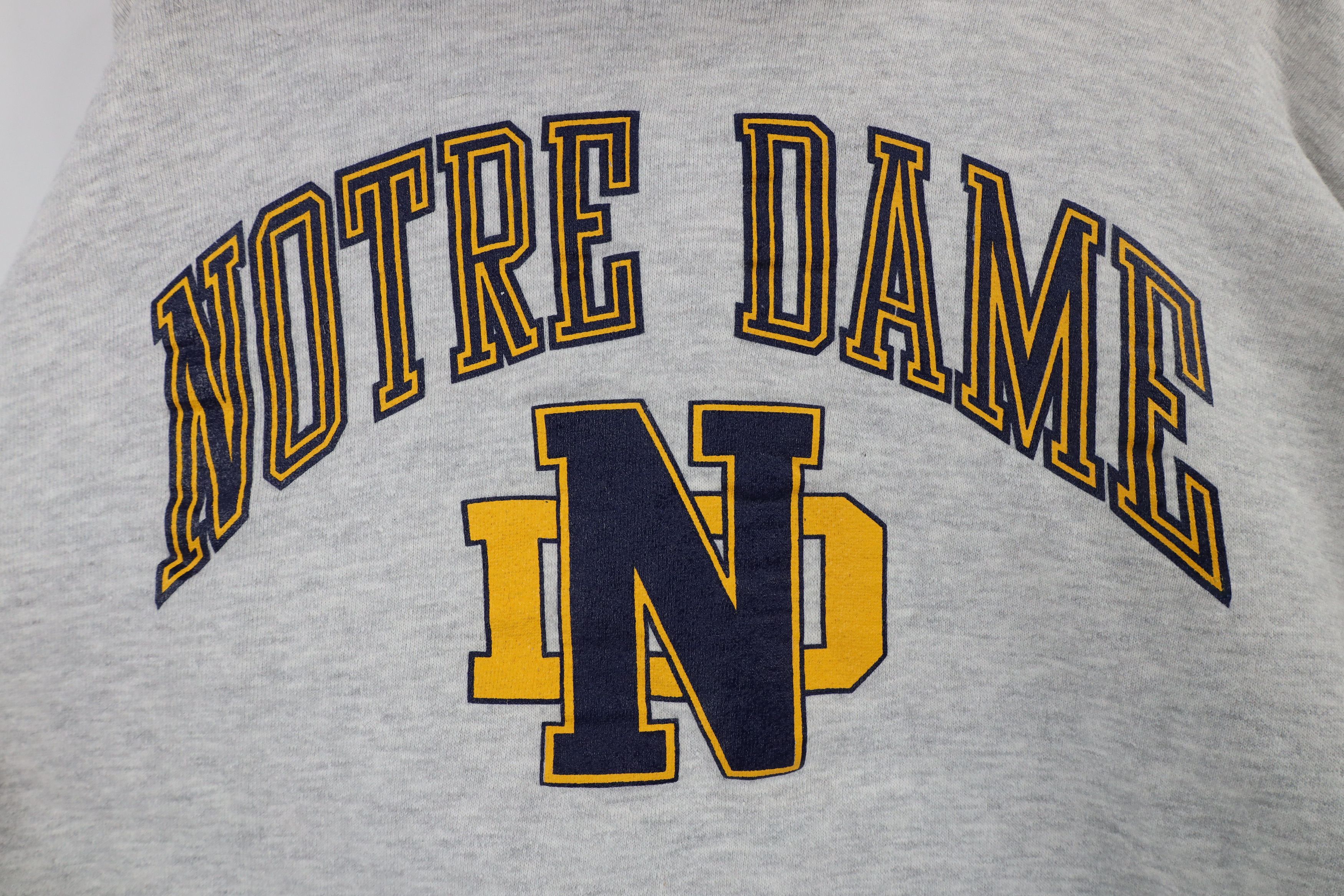 Vintage Vintage 90s Notre Dame University Football Hoodie Gray USA Size US XL / EU 56 / 4 - 4 Thumbnail