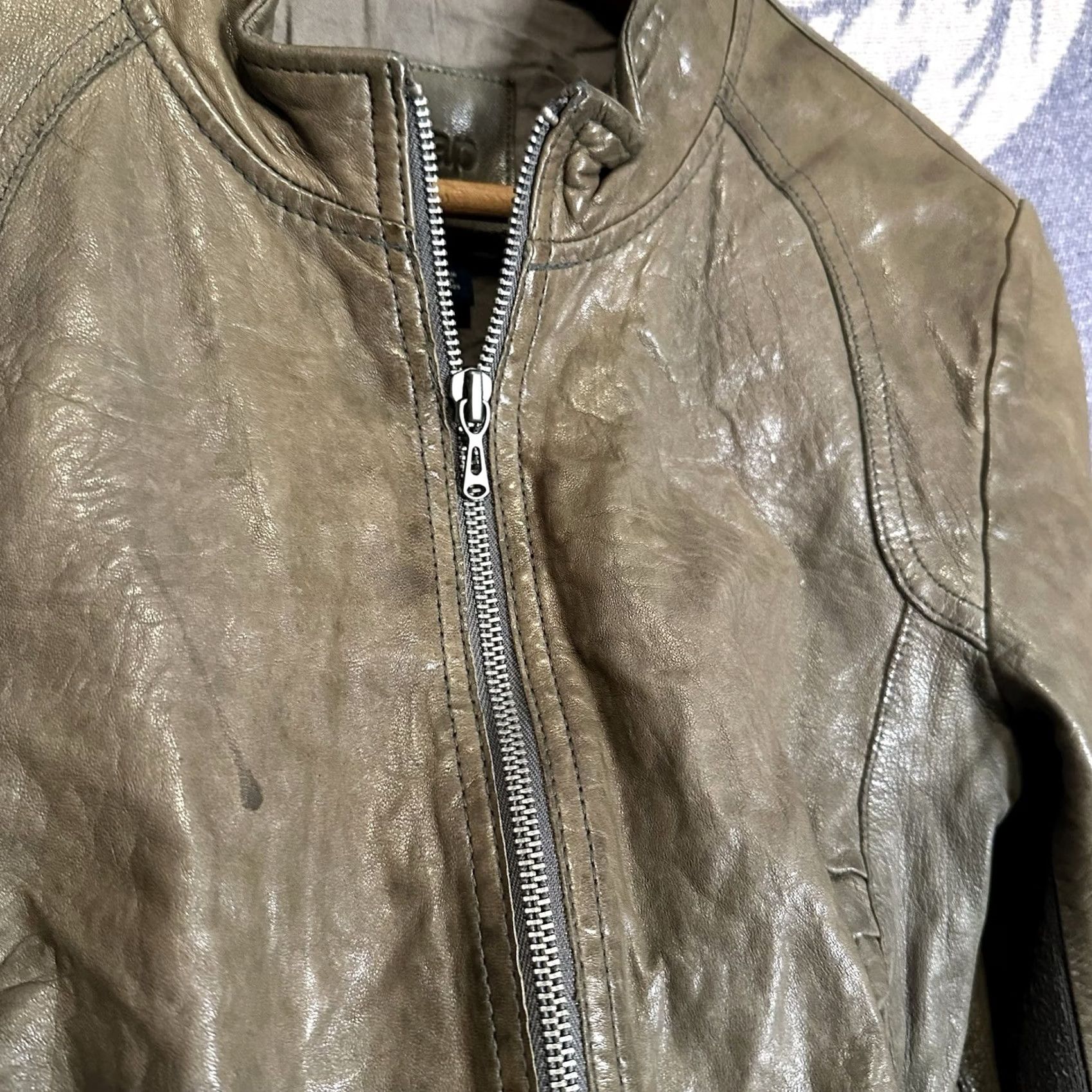 Gap VINTAGE Gap Genuine Leather Cafe Racer Jacket Womens Medium Brown Y2K 90s Motorcycle Biker Size M / US 6-8 / IT 42-44 - 3 Thumbnail