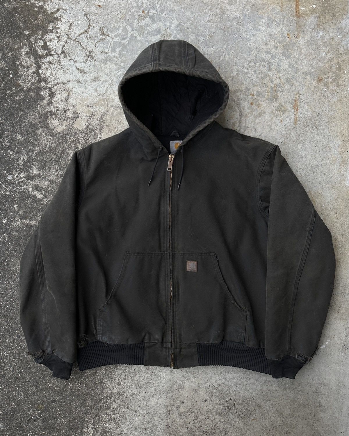 Carhartt Carhartt Hooded work Jacket Faded Black Dirty worn trashed Size US XL / EU 56 / 4 - 1 Thumbnail