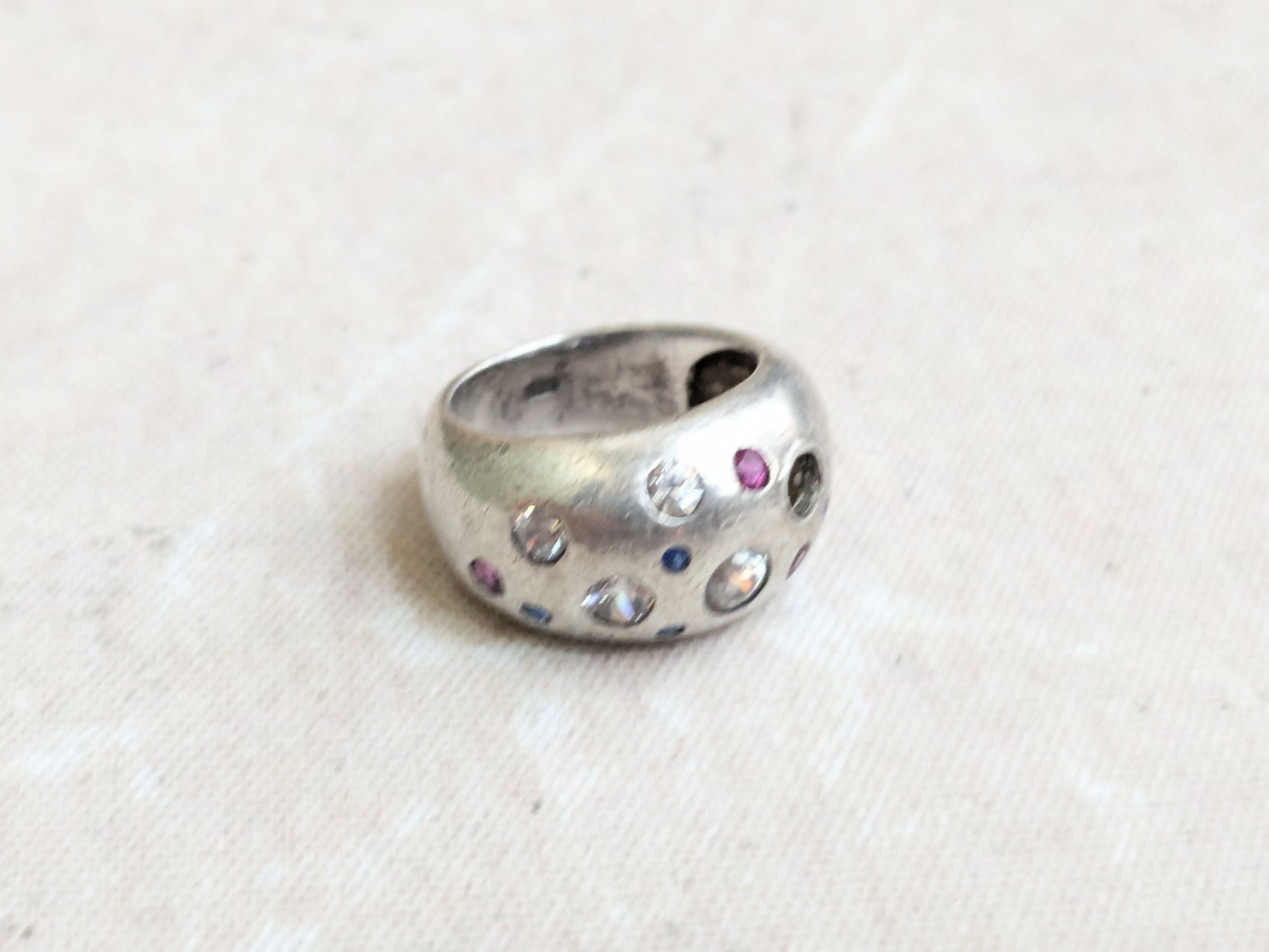 Sterling Silver Vintage Sterling Silver Ring Dome 5.25 Rainbow Y2K Size ONE SIZE - 2 Thumbnail