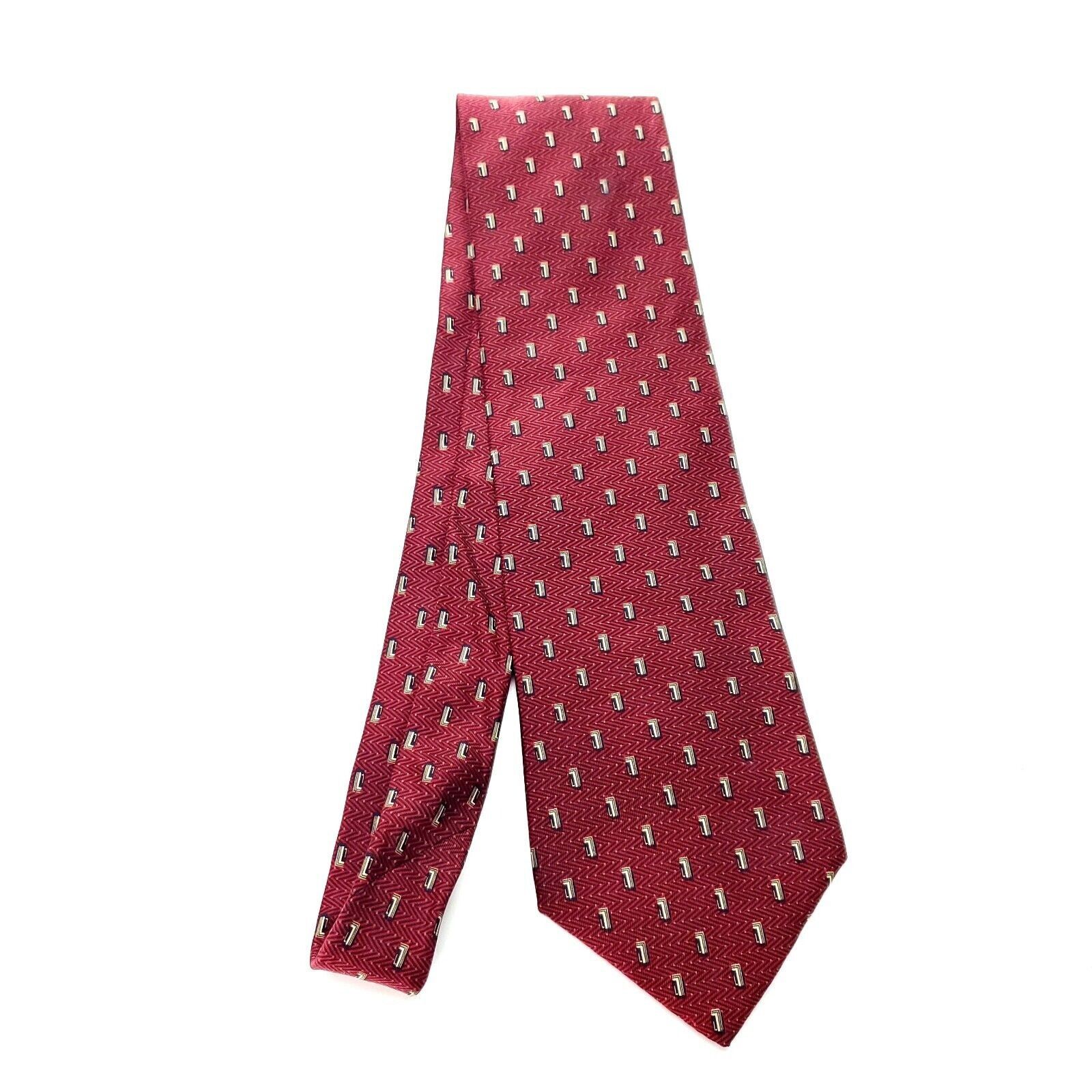 Nautica Nautica Red Silk Tie Woven Short Wide Geometric Herringbone Size ONE SIZE - 7 Thumbnail