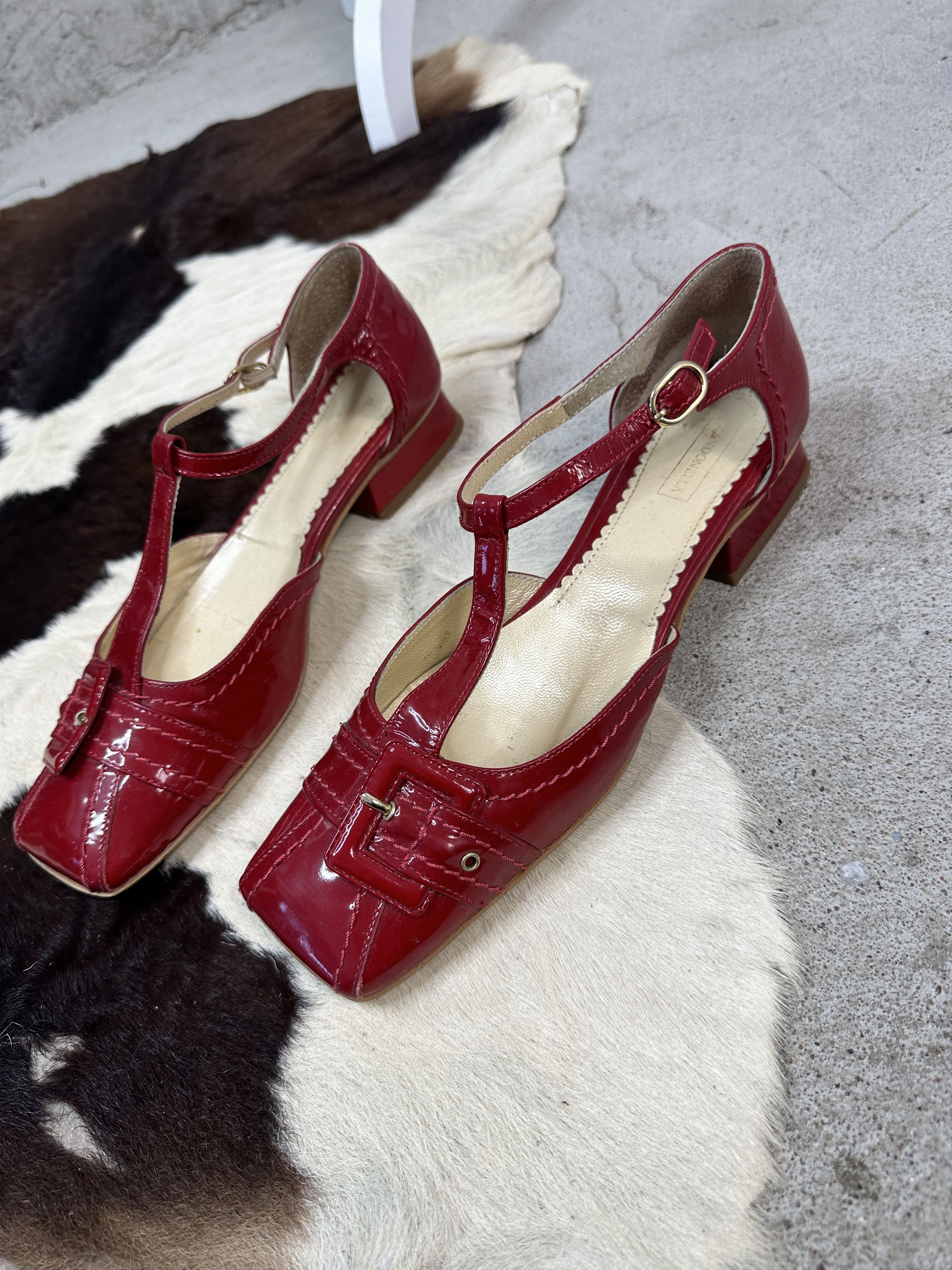 Vintage Buckle Leather Shoes Vintage Cherry Red Size US 10 / IT 40 - 5 Thumbnail