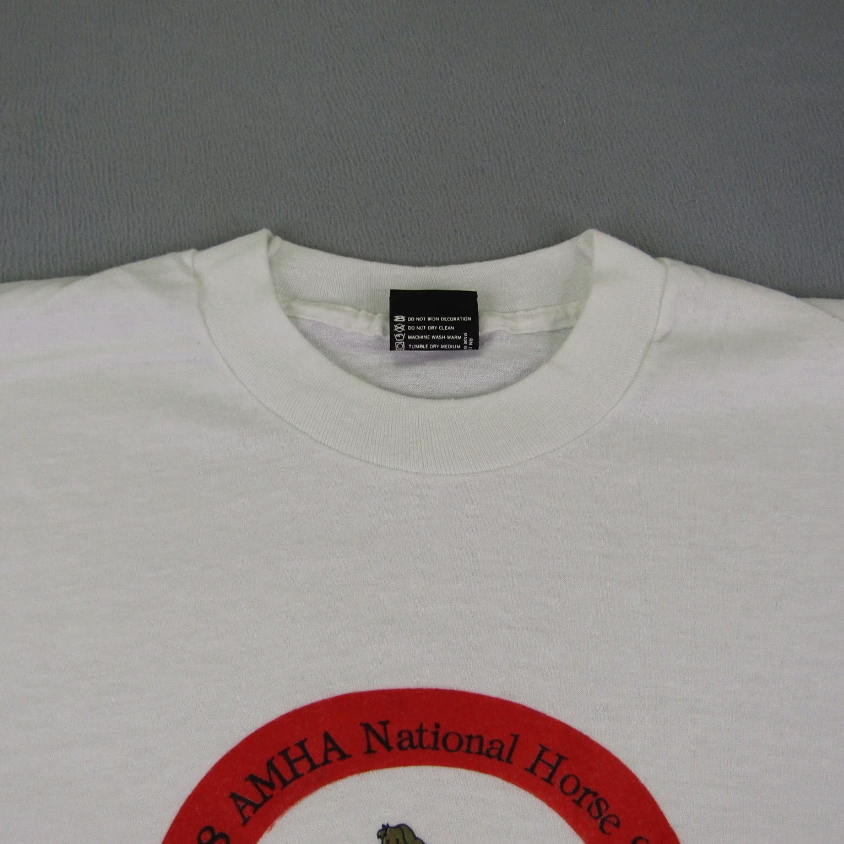 Vintage VINTAGE Screen Stars AMHA Pony Races 80s T-Shirt Men M White Short Sleeve Crew Neck Horse Logo Cotton Polyester Knit 80s Animals Size US M / EU 48-50 / 2 - 3 Thumbnail