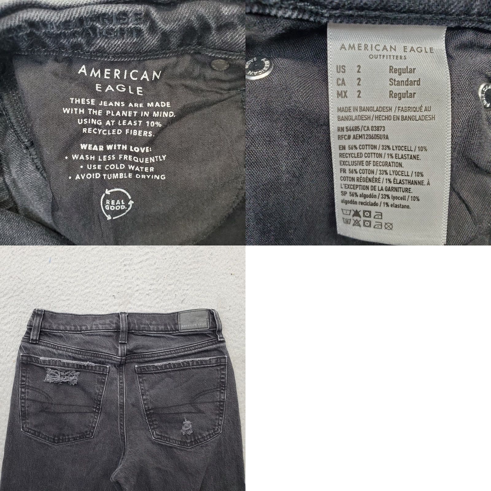 American Eagle Outfitters American Eagle Outfitters Jeans Womens 2 Black Denim Stretch High Rise Distressed Straight 5-Pocket Size 26" / US 2 / IT 38 - 8 Thumbnail