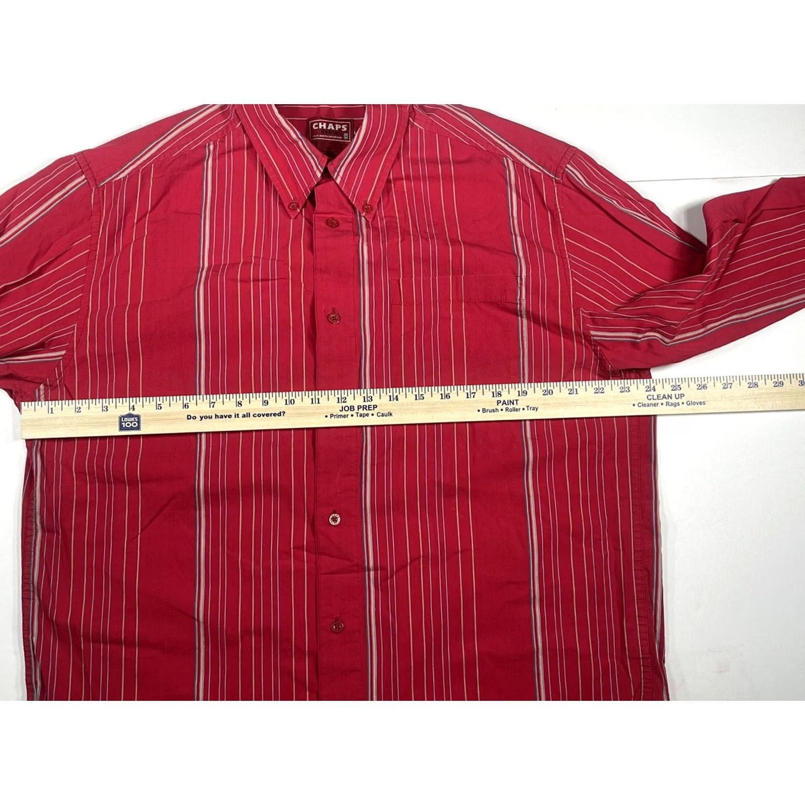 Chaps Chaps Mens Red Cotton Striped Shirt Button Front Long Sleeve Casual Size L Size US L / EU 52-54 / 3 - 5 Thumbnail