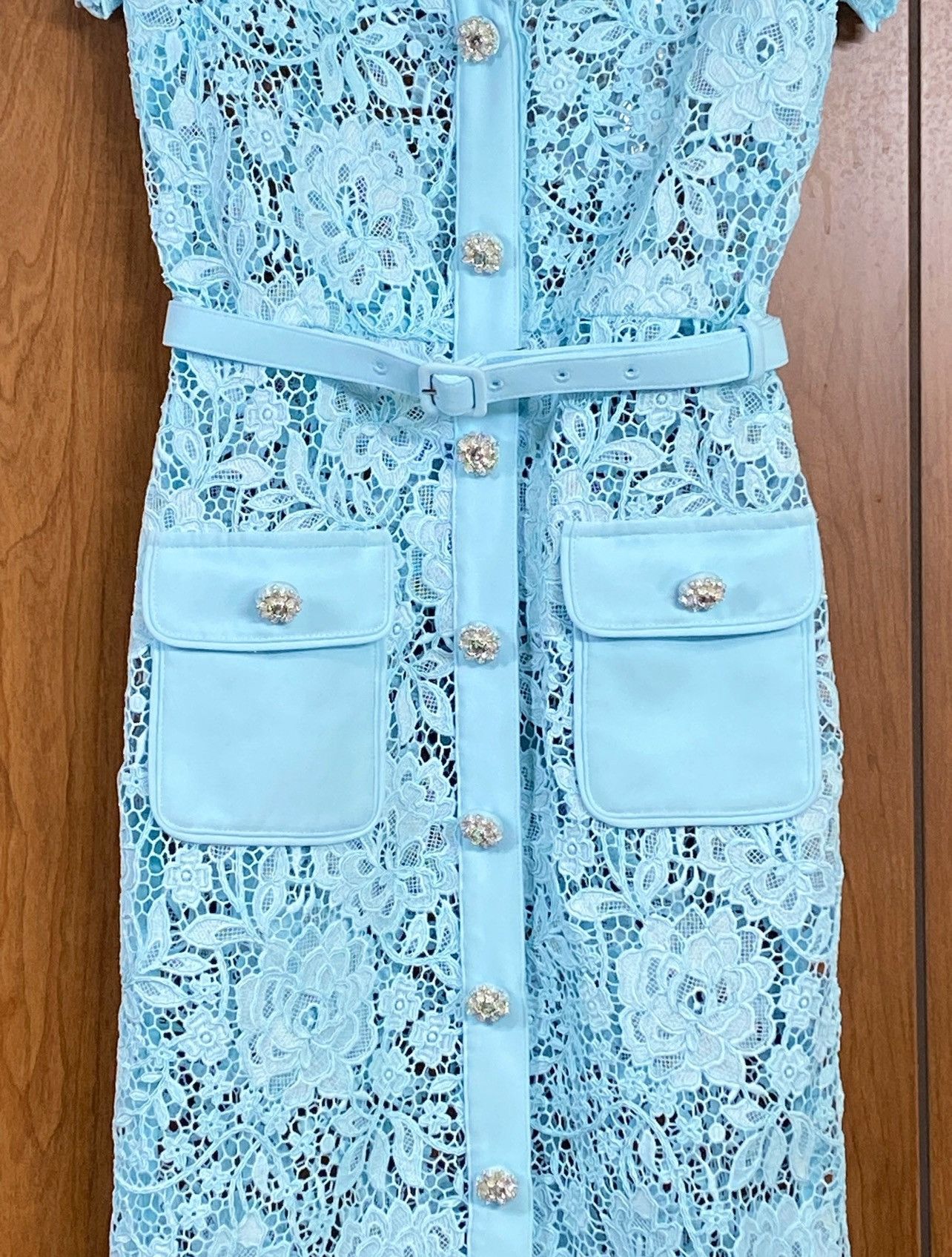 Self-Portrait SELF-PORTRAIT Cord Belted Lace Midi Shirtdress size 0 Size XS / US 0-2 / IT 36-38 - 5 Thumbnail