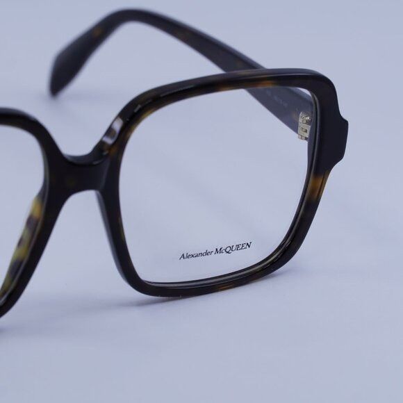 Alexander McQueen Alexander McQueen AM0286O 002 Eyeglasses Havana 55mm Square Size ONE SIZE - 2 Thumbnail