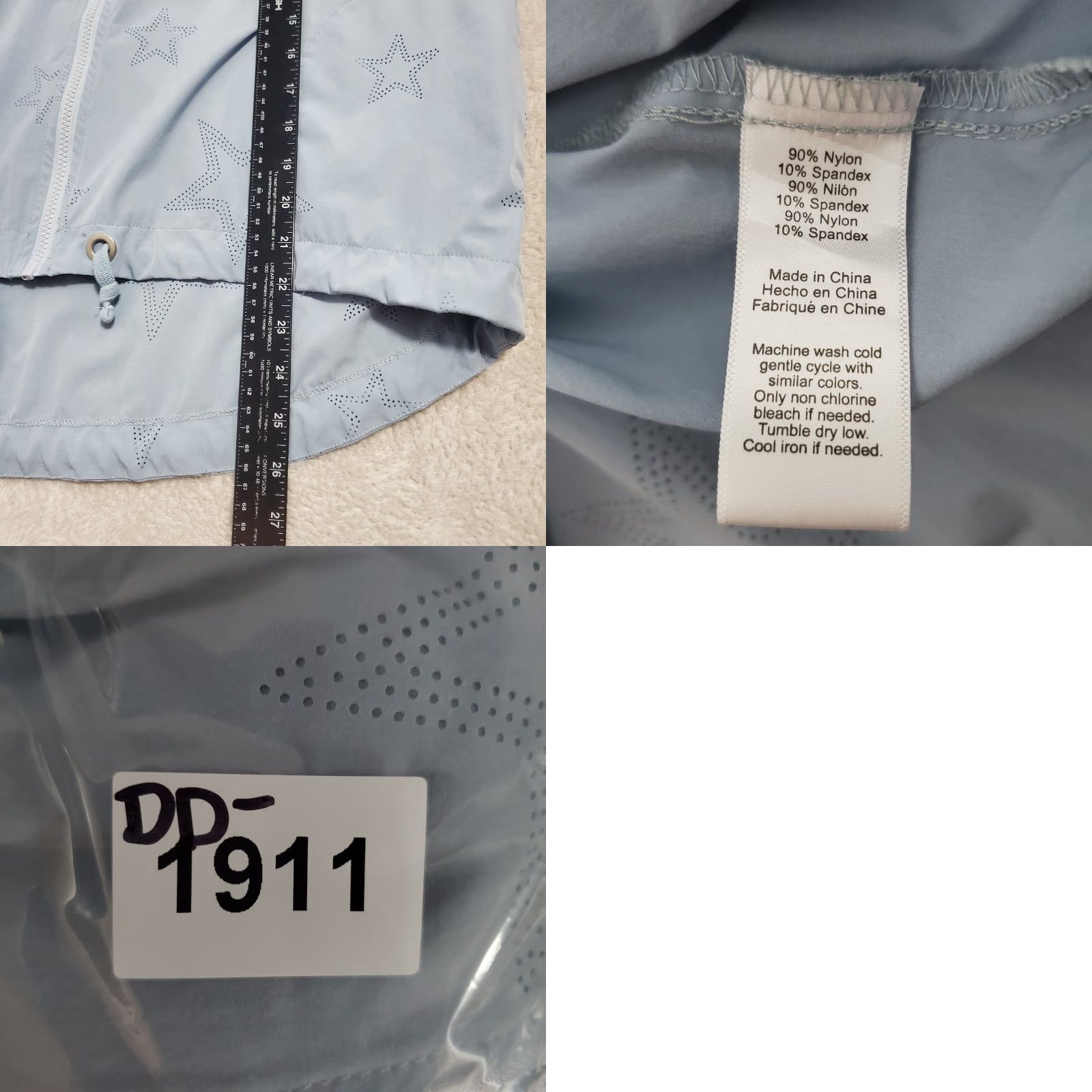 Nanette Lepore VINTAGE Nanette Lepore Jacket Women XL Blue Glacier Estrella Star Nylon Zip Windbreaker Size XL / US 12-14 / IT 48-50 - 8 Thumbnail