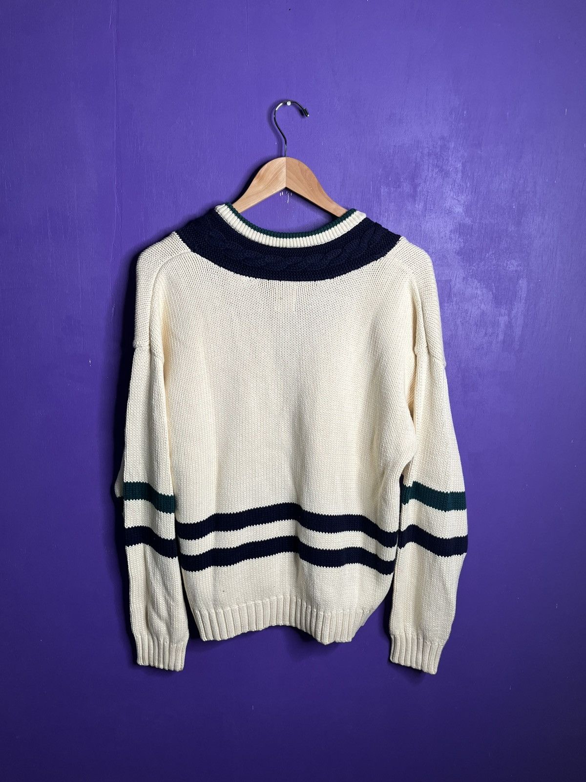 Gap × Vintage Vintage 90s GAP V-neck thick two tone sweater Size US M / EU 48-50 / 2 - 2 Thumbnail