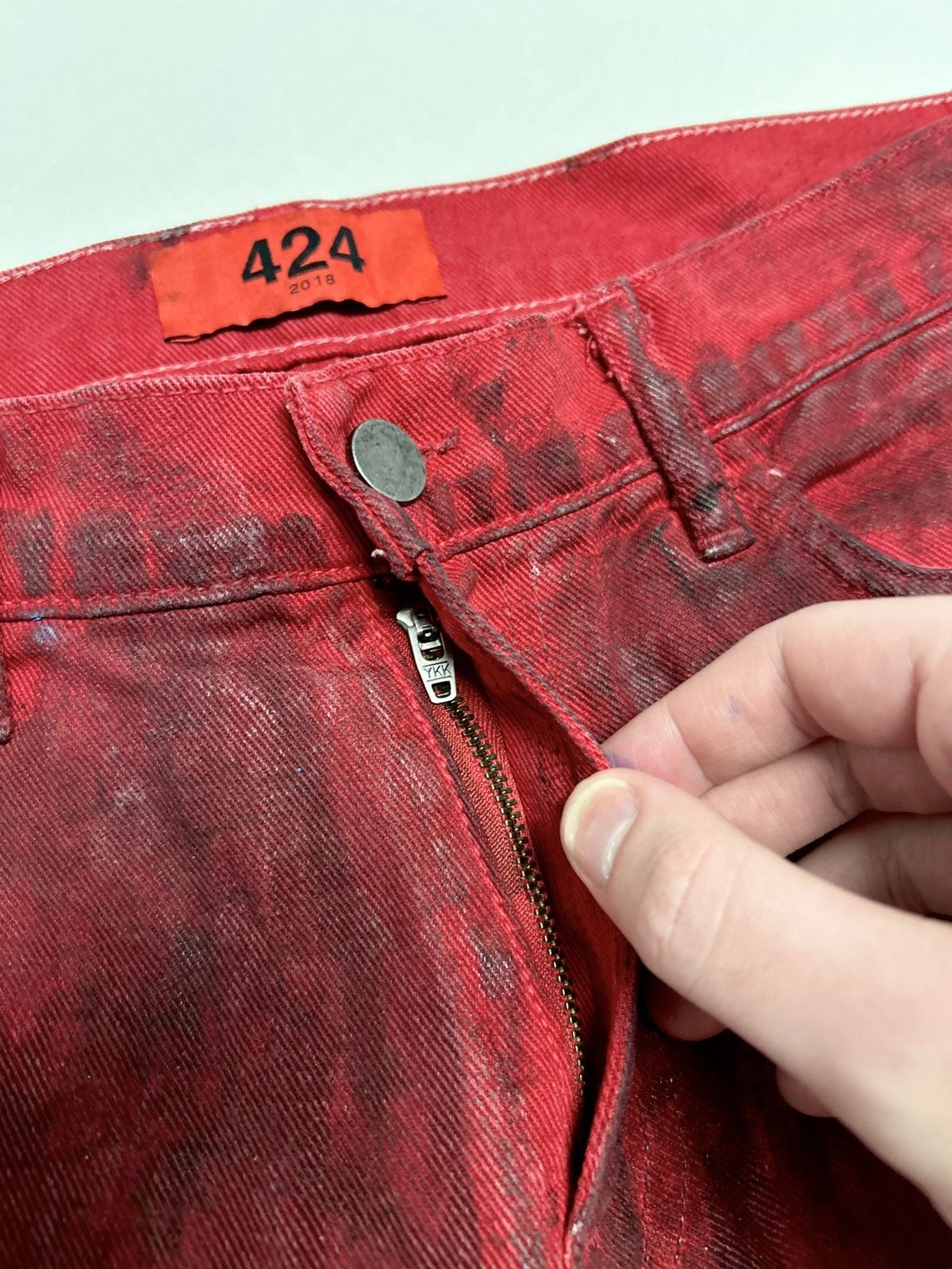 424 2018 Red Paisley Patch Denim Size US 30 / EU 46 - 9 Thumbnail