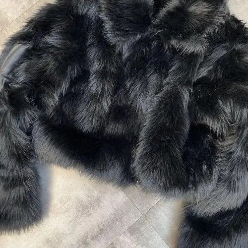 Designer Fluffy Winter Faux Fur Coat Jacket Gothic style with cross Size ONE SIZE - 4 Thumbnail