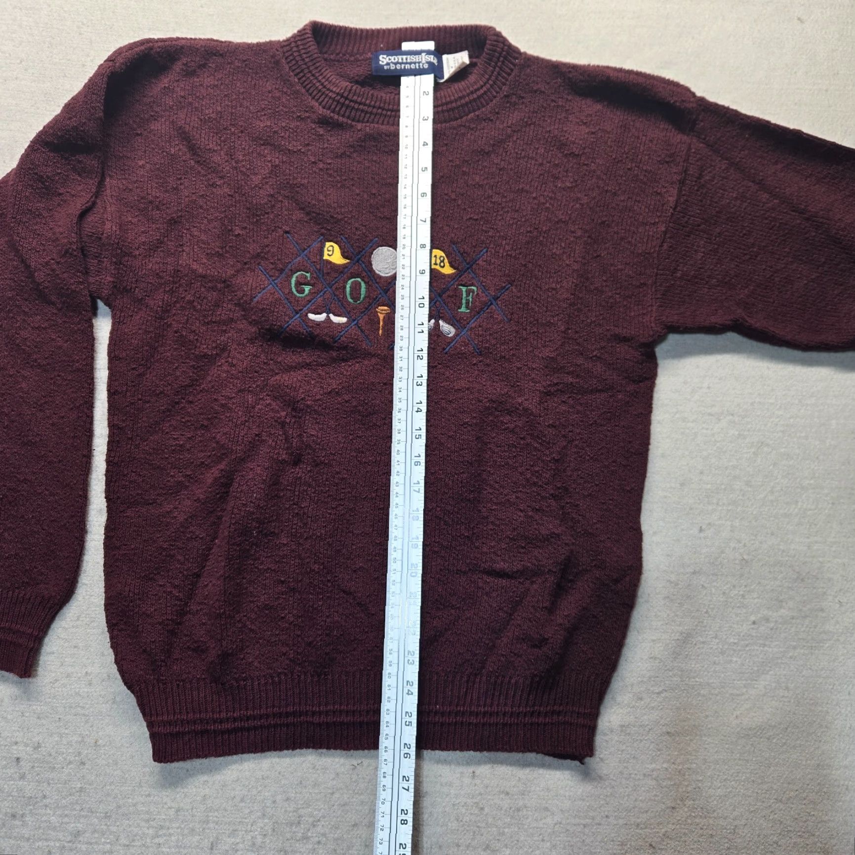 Vintage VINTAGE bernette Golf Sweater Shirt Mens XL 100% Cotton Red USA Embroidered Knit Crew Neck Pullover Long Sleeve Size US XL / EU 56 / 4 - 6 Thumbnail