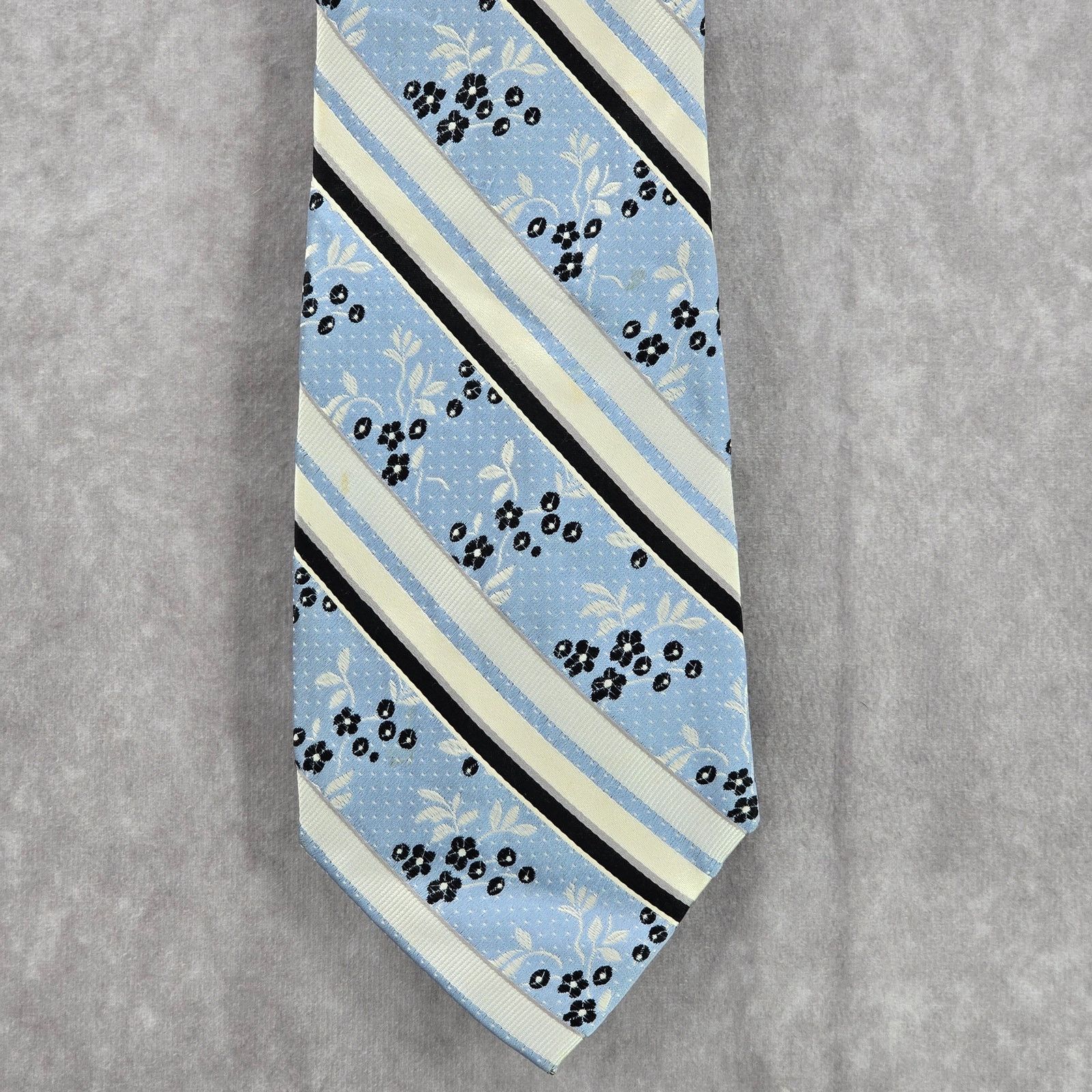 Other Bruno Piattelli Blue Stripe Floral Dots 100% Silk Neck Tie Size 30 - 1 Thumbnail