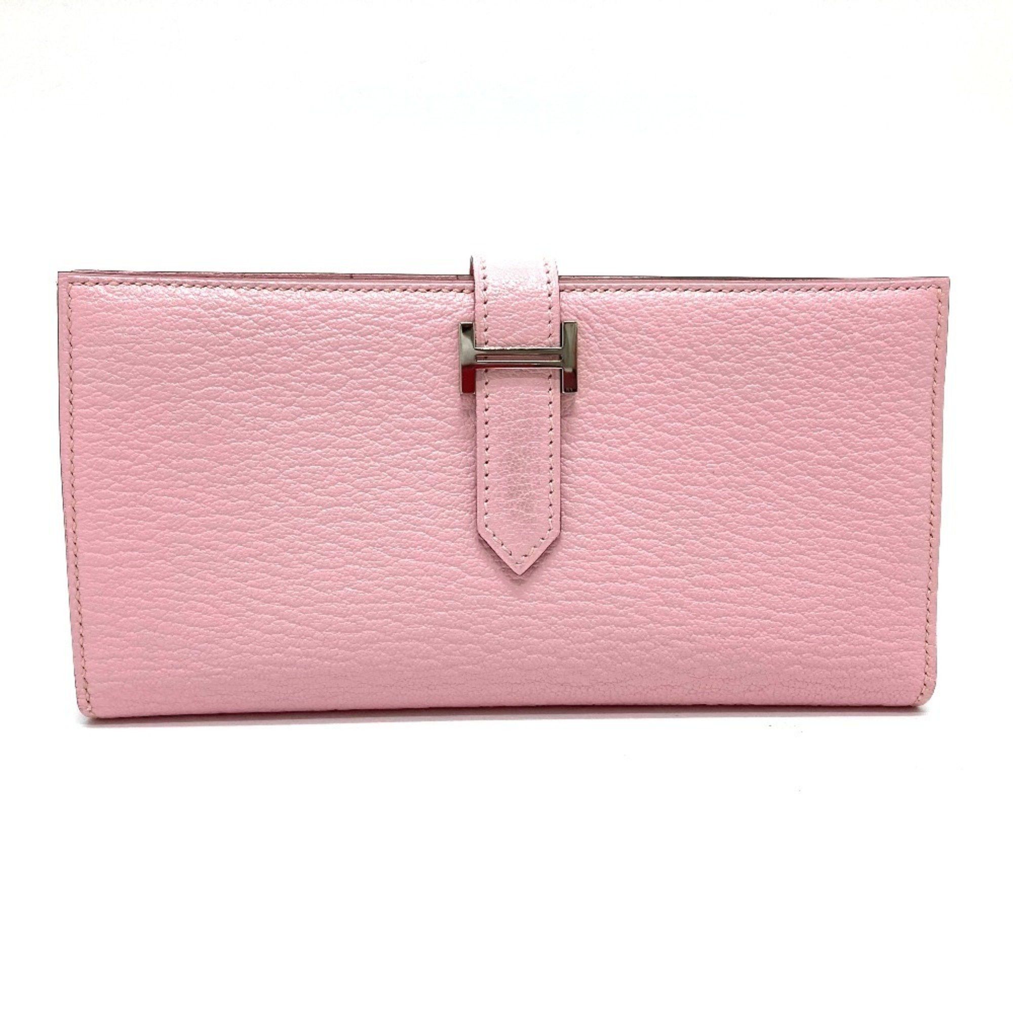 Hermes HERMES Bearn Soufflet Long Wallet with H Hardware, Chevre Mysore, Rose Sakura, Pink, for Women Size ONE SIZE - 1 Thumbnail