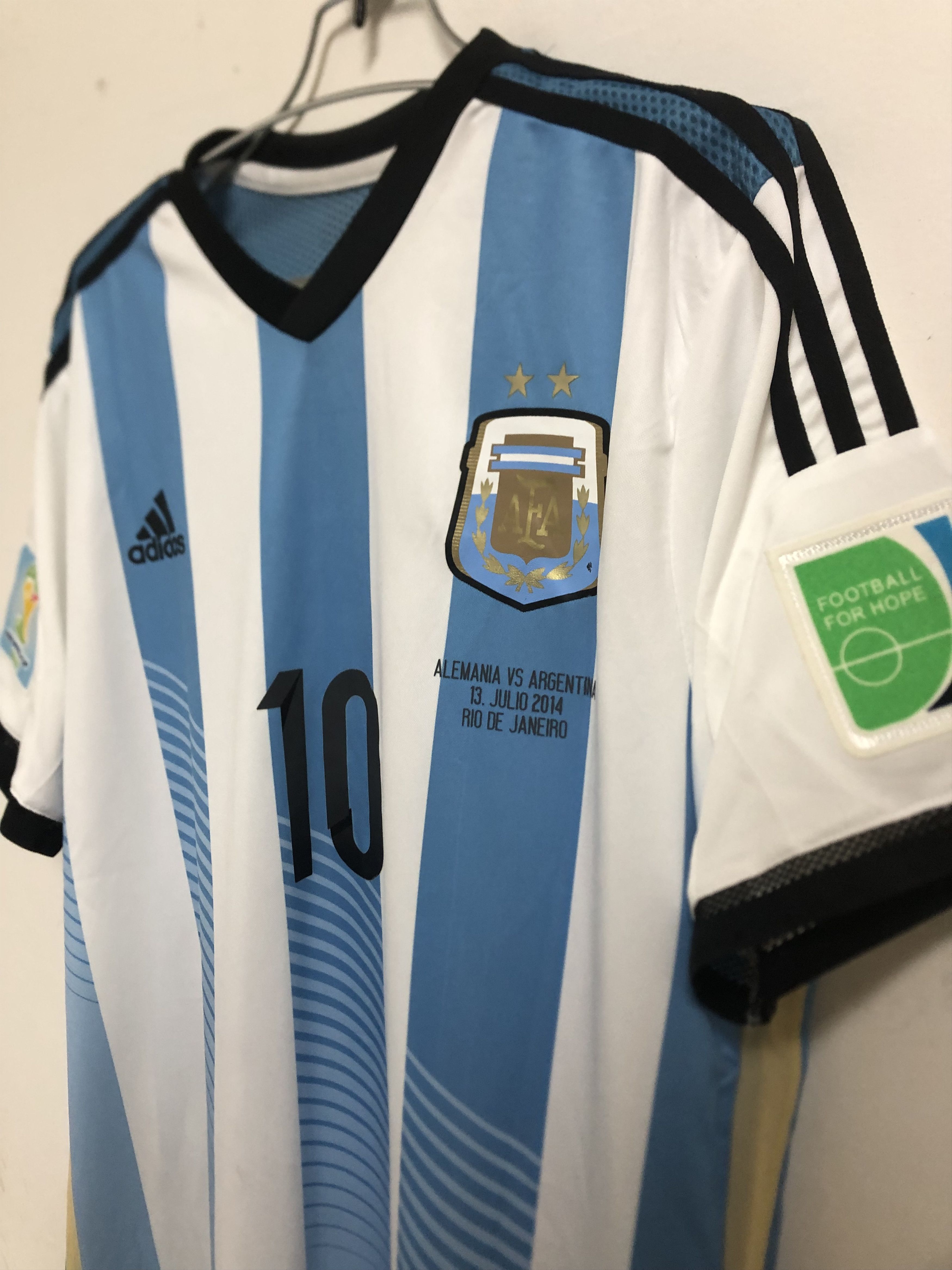 Vintage 2014 World Cup Argentina Messi Home Jersey Size US L / EU 52-54 / 3 - 3 Thumbnail