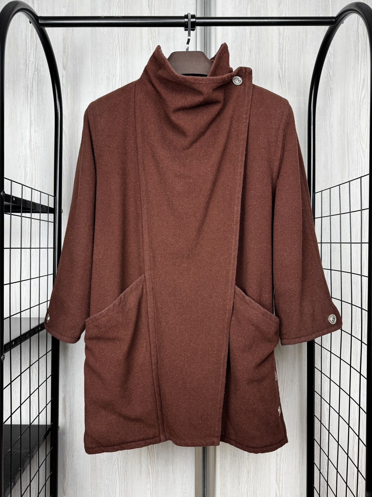 Versace Gianni Versace vintage 90s asymmetrical oversized coat Size L / US 10 / IT 46 - 2 Thumbnail