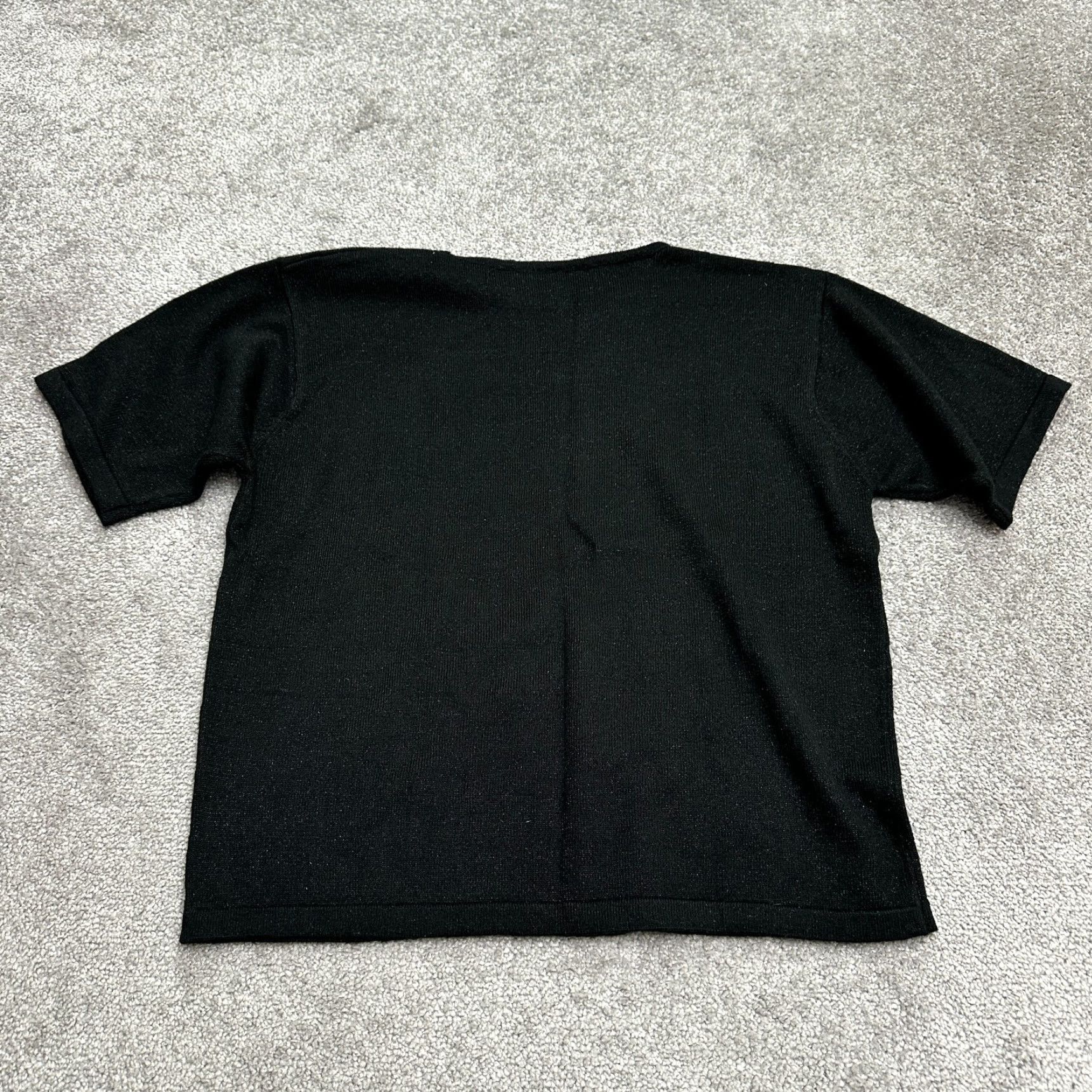 Lee Kathie Lee Vintage Black Metallic Knit Short Sleeve Sweater Womens Large Size L / US 10 / IT 46 - 2 Thumbnail