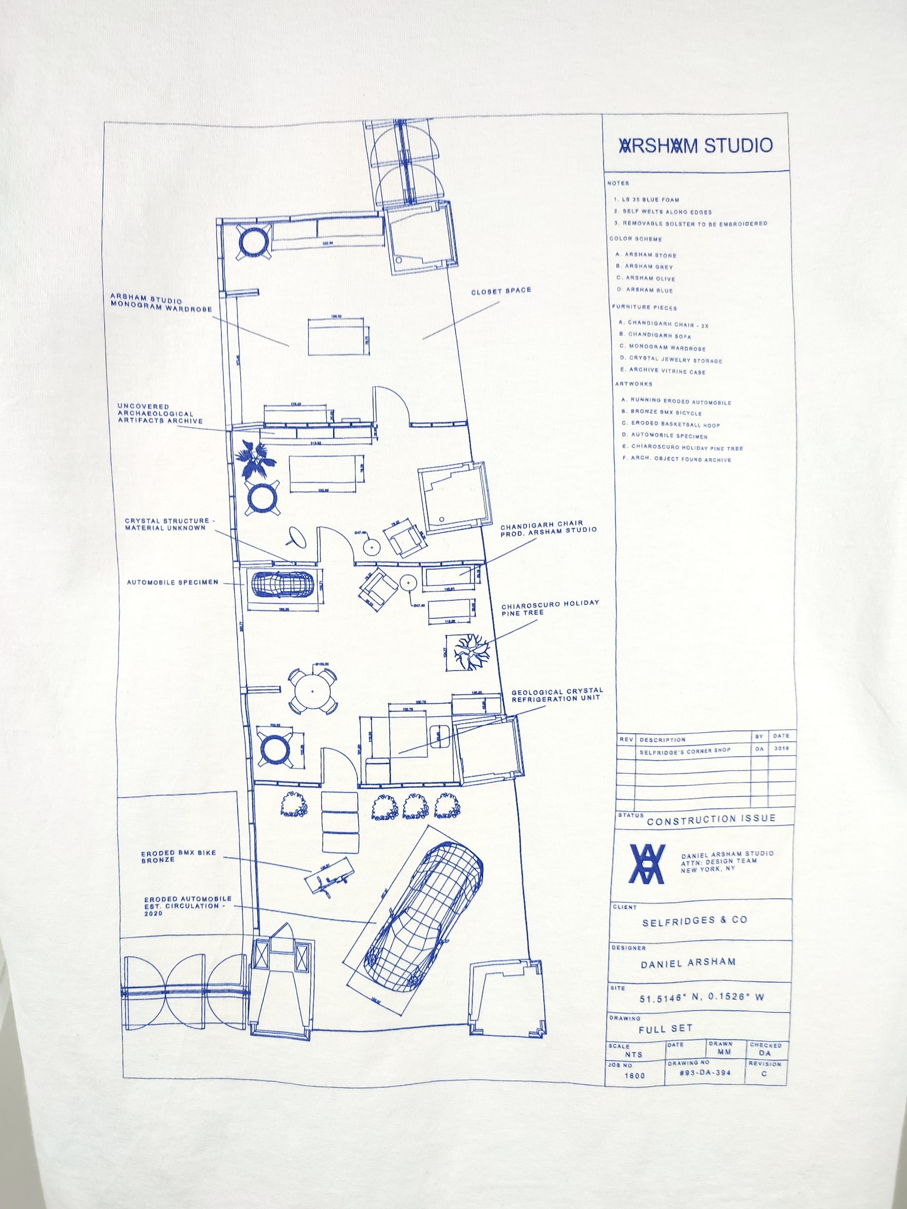 Daniel Arsham Daniel Arsham Selfridges Floorplan White Long Sleeve Shirt Size US M / EU 48-50 / 2 - 9 Thumbnail