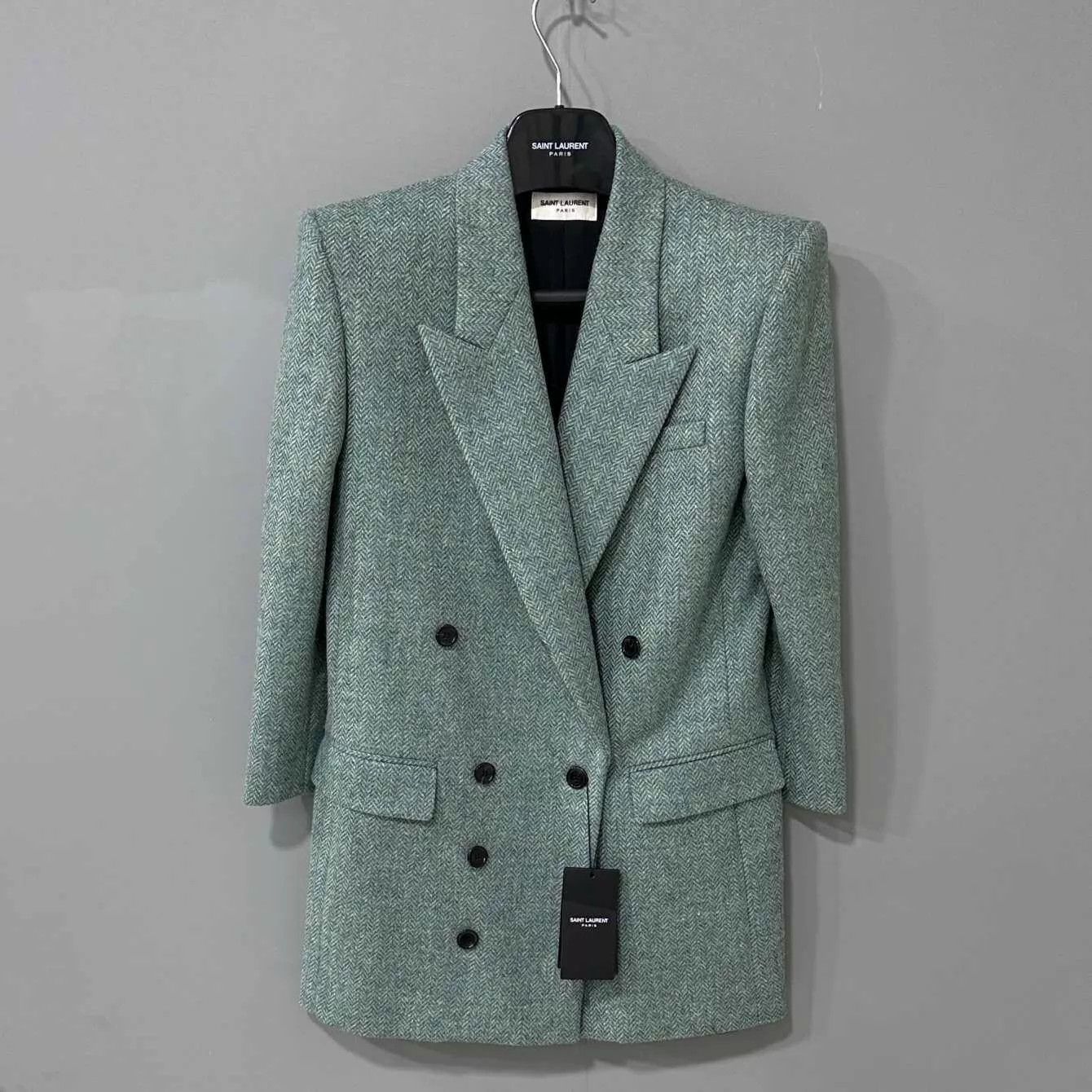 Saint Laurent Paris Saint Laurent Mint Green Double-Breasted Blazer Size XS / US 0-2 / IT 36-38 - 1 Thumbnail