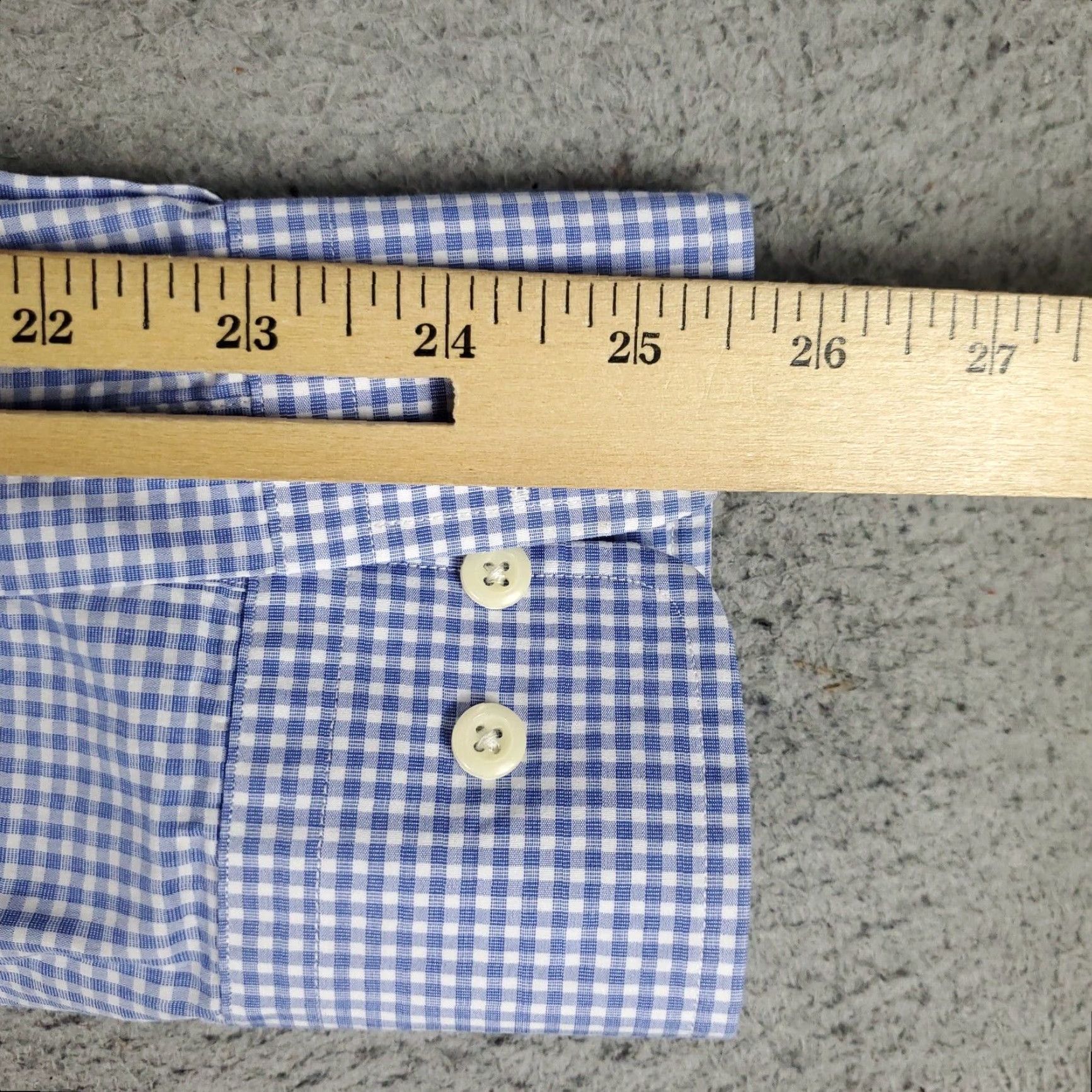 David Donahue David Donahue Dress Shirt Mens Size 17 Blue Check Long Sleeve Button Up Regular Fit Size 46R - 7 Thumbnail