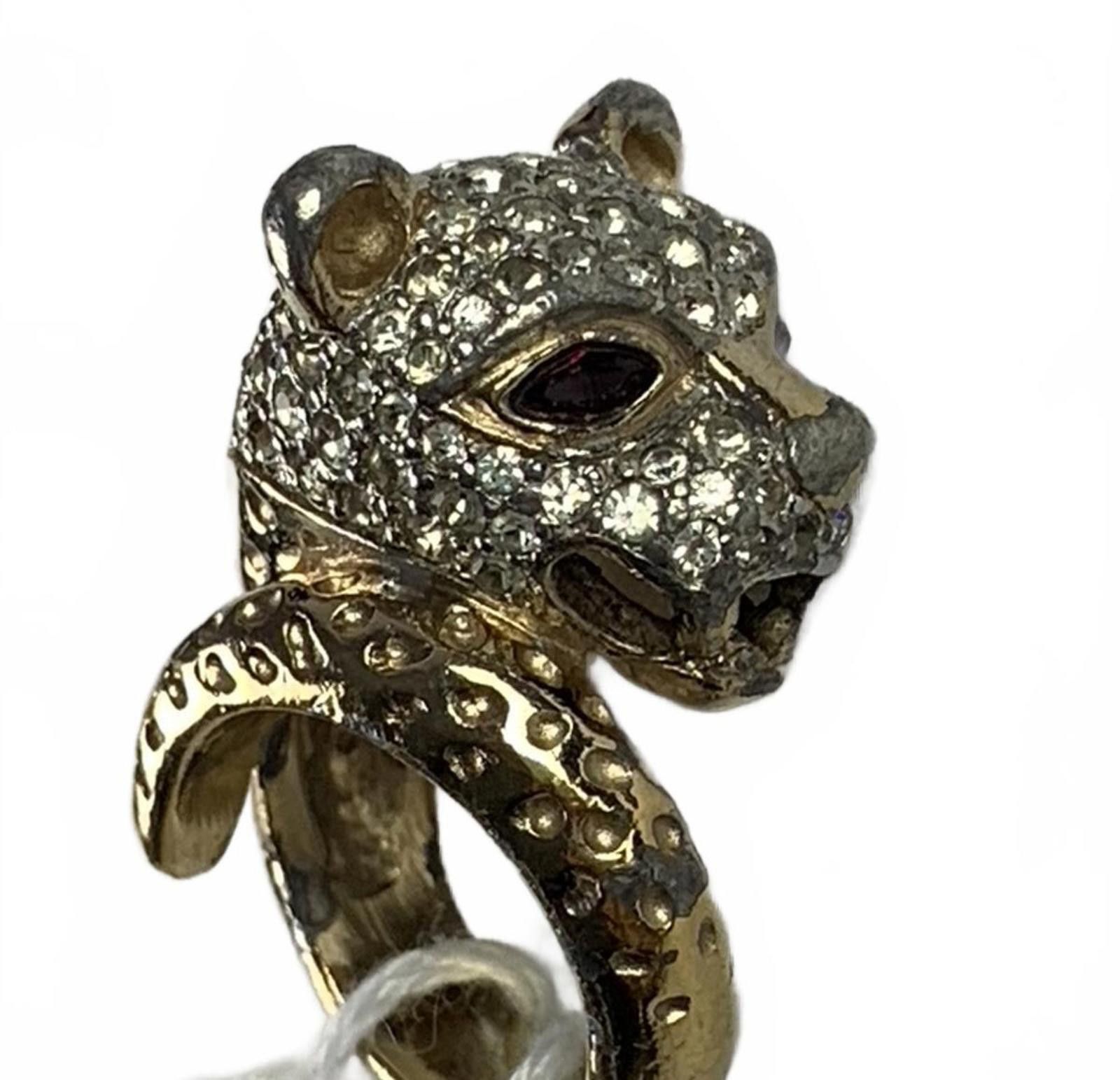 Other Panetta Sterling Silver Cubic Zirconia Jeweled Jaguar Ring Size ONE SIZE - 1 Thumbnail
